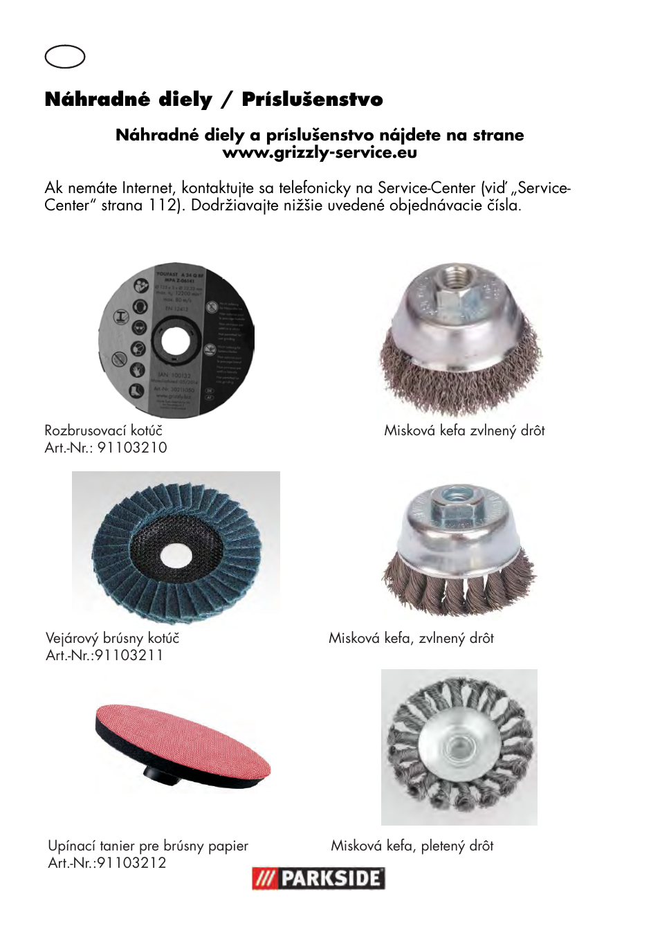 Náhradné diely / príslušenstvo | Parkside PWS 125 B2 User Manual | Page 110 / 142