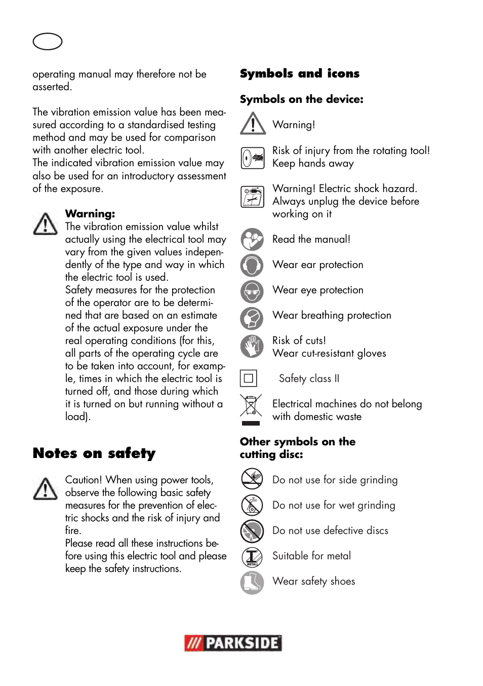 Parkside PWS 125 B2 User Manual | Page 6 / 142