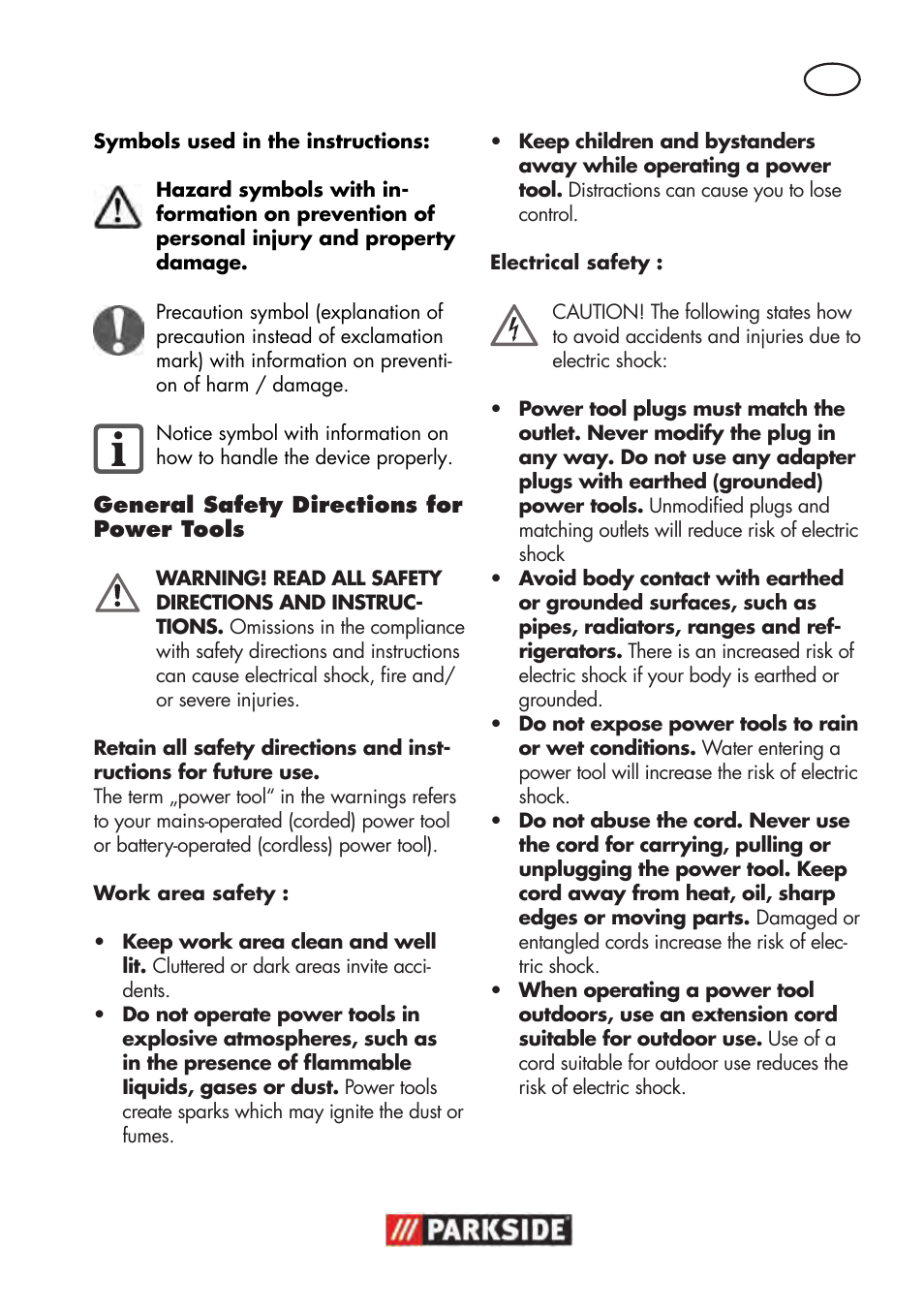 Parkside PWS 125 B2 User Manual | Page 7 / 142