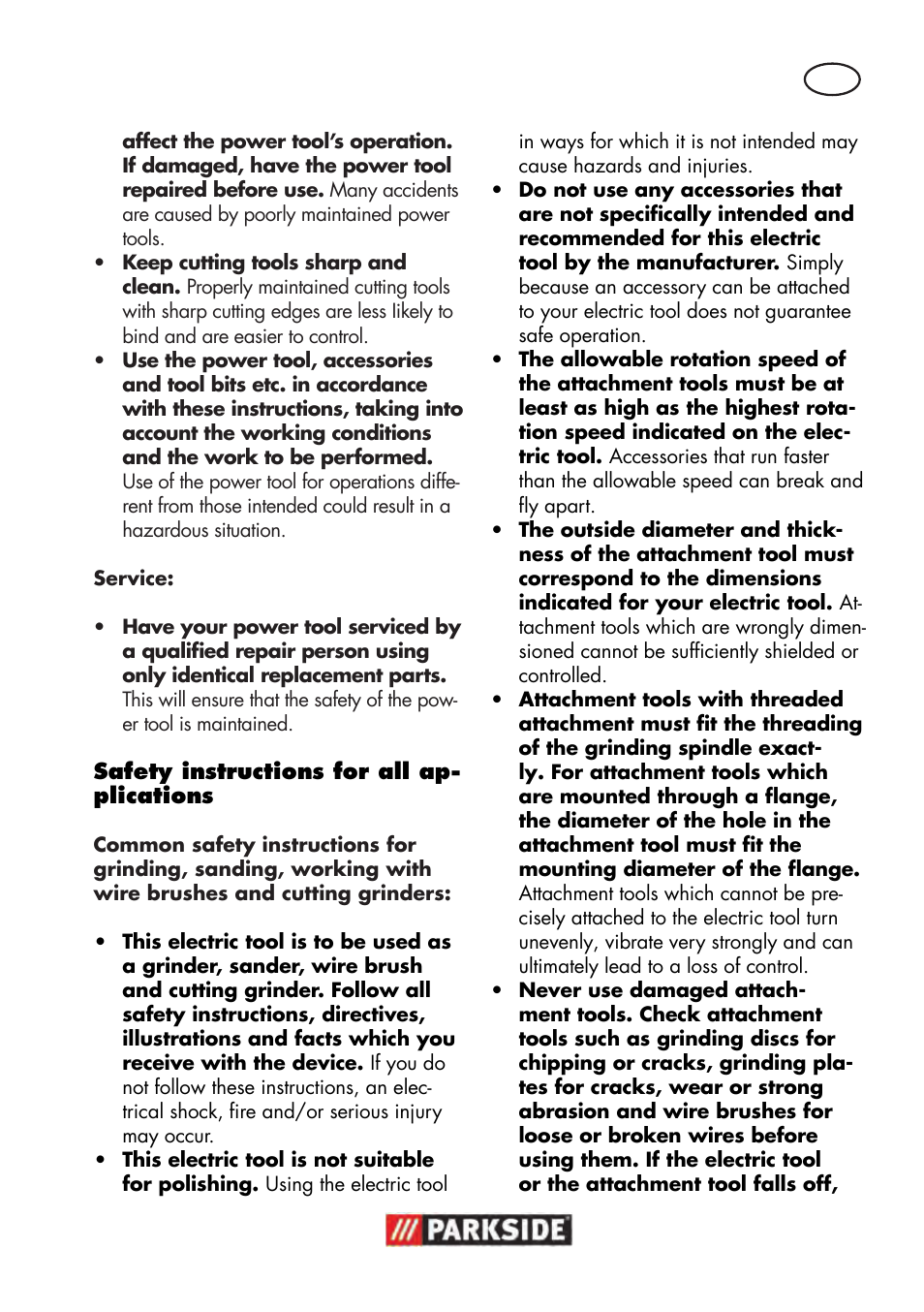 Parkside PWS 125 B2 User Manual | Page 9 / 142