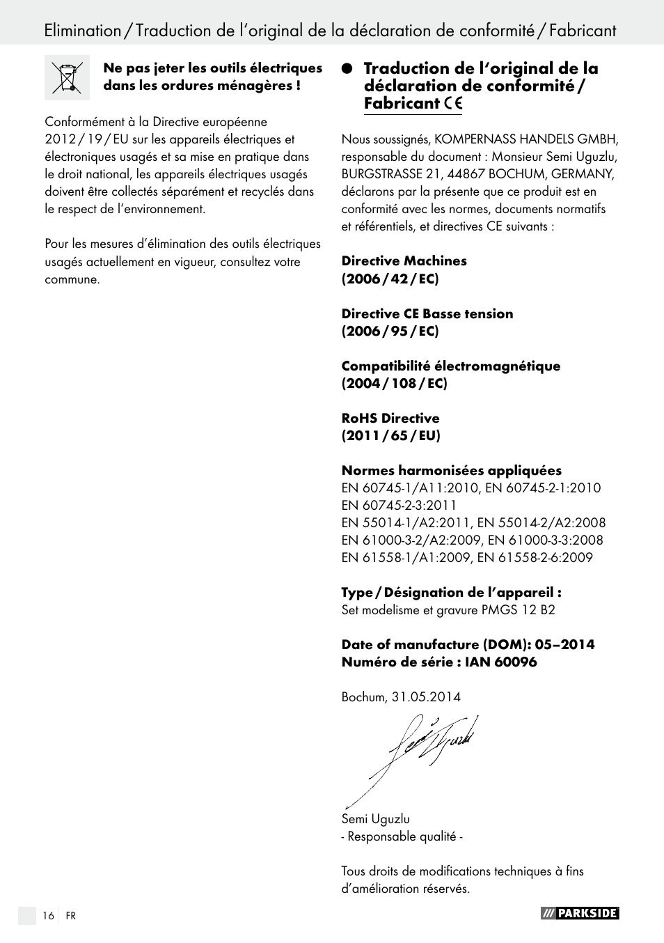 Parkside PMGS 12 B2 User Manual | Page 16 / 40