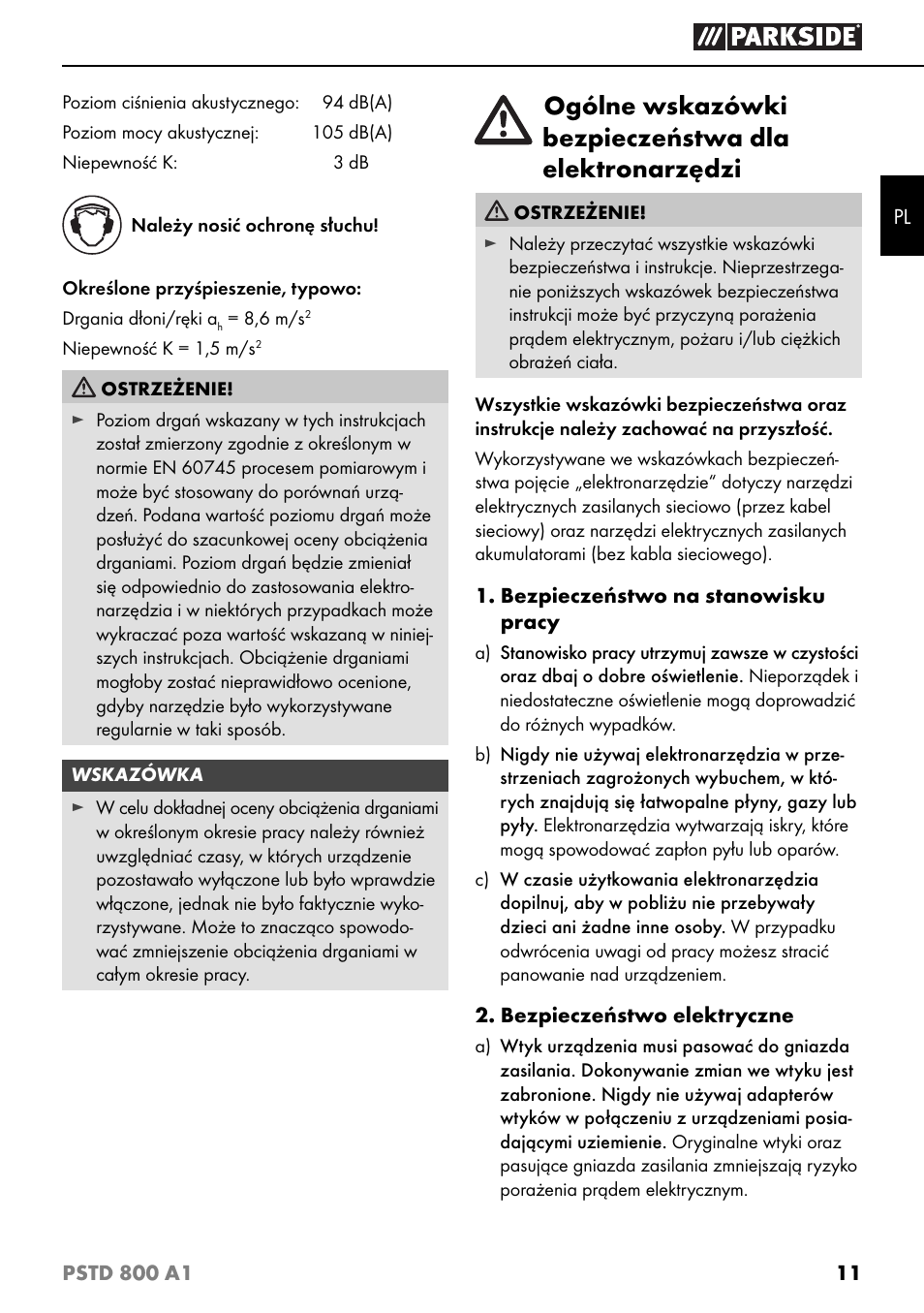 Parkside PSTD 800 A1 User Manual | Page 15 / 68