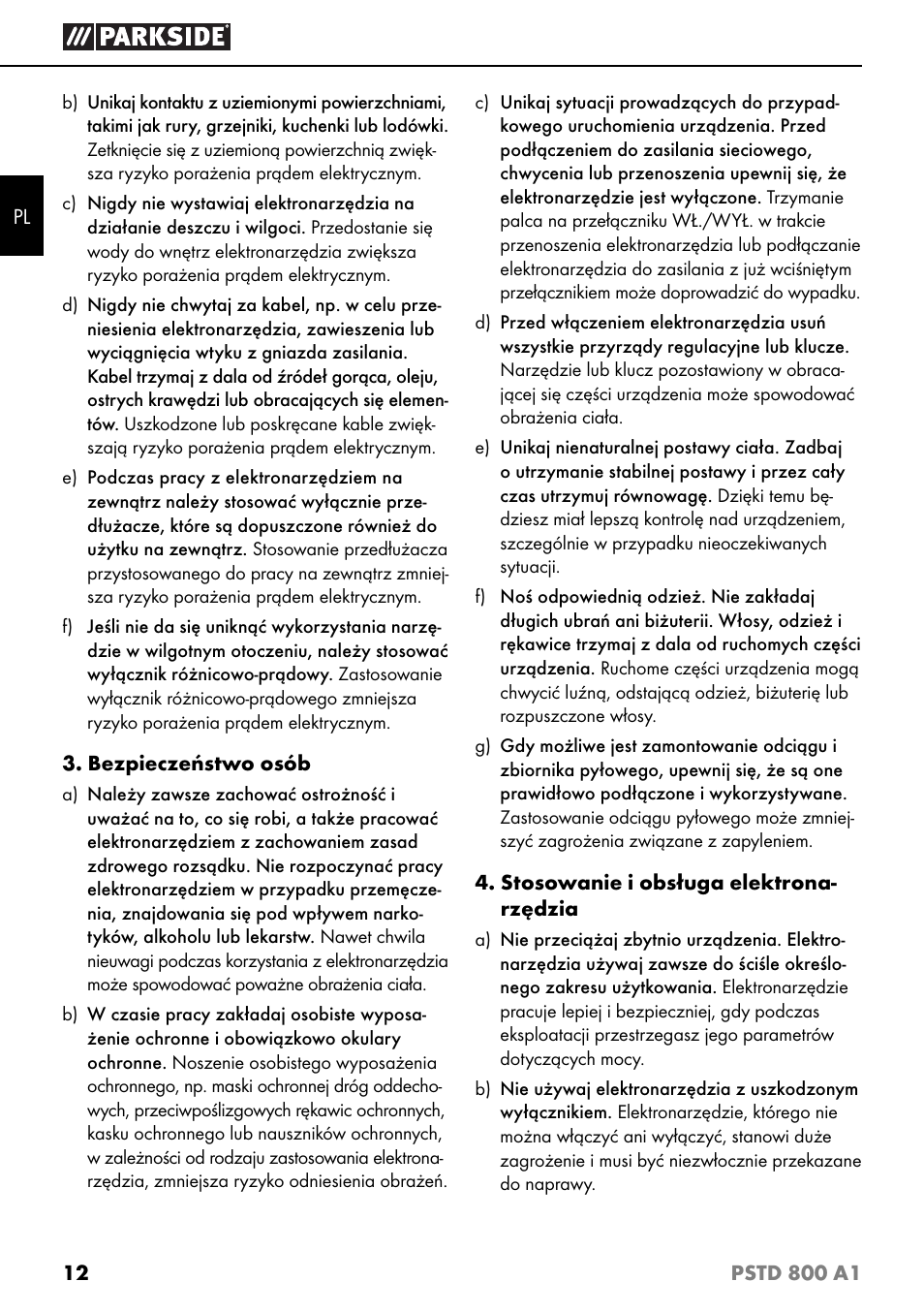 Parkside PSTD 800 A1 User Manual | Page 16 / 68
