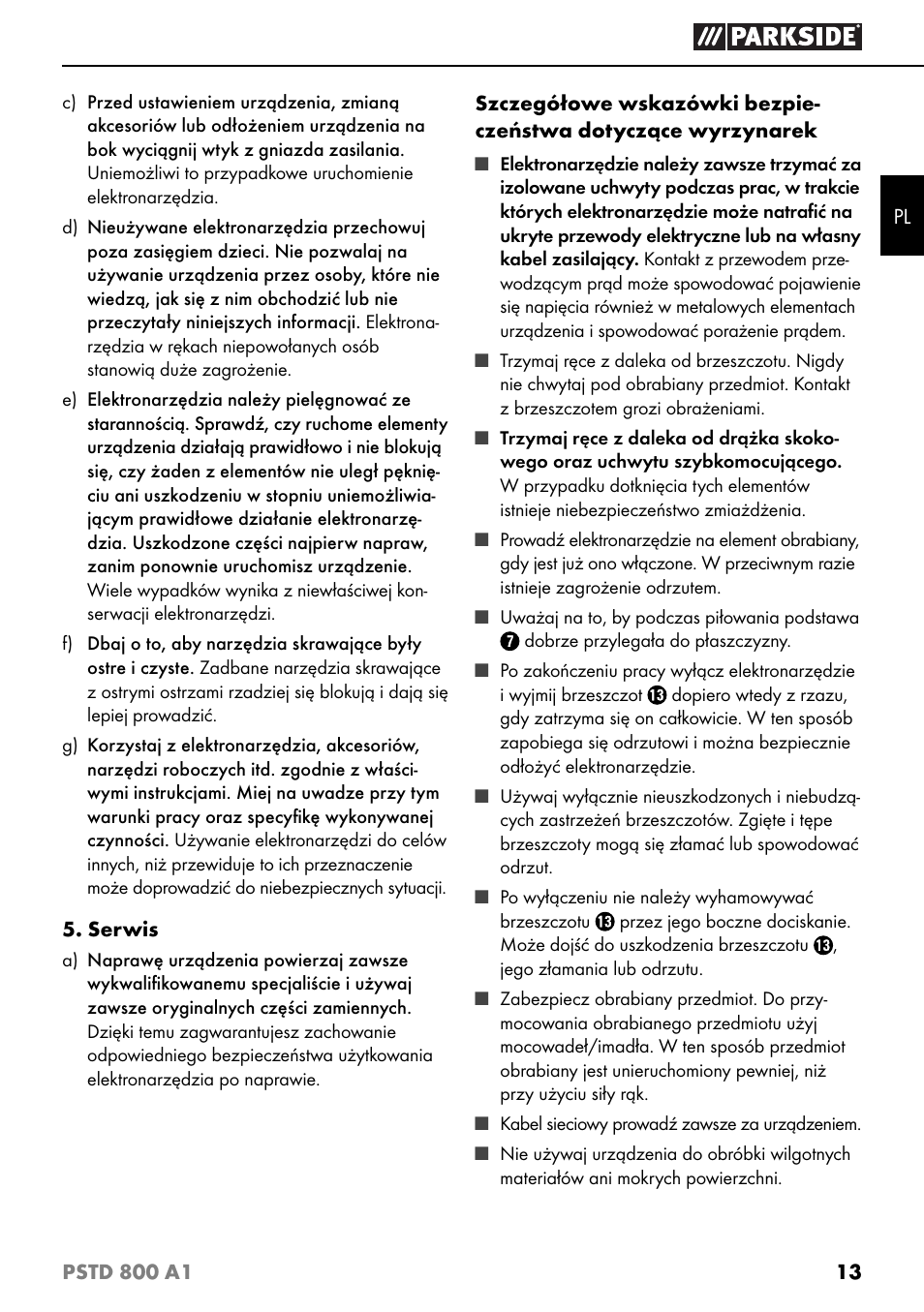 Parkside PSTD 800 A1 User Manual | Page 17 / 68