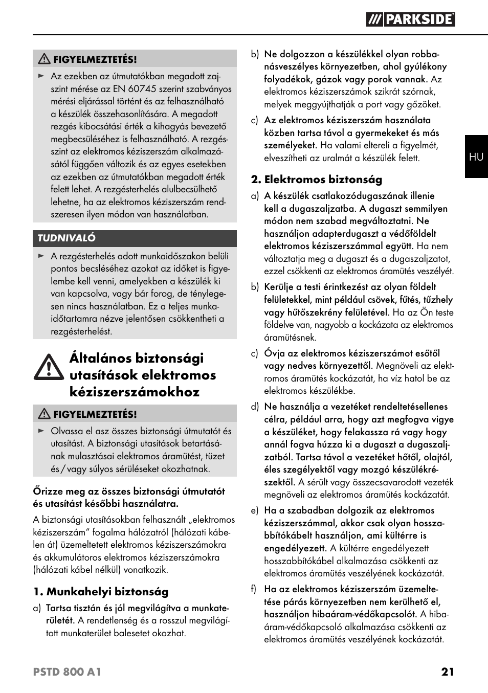 Parkside PSTD 800 A1 User Manual | Page 25 / 68