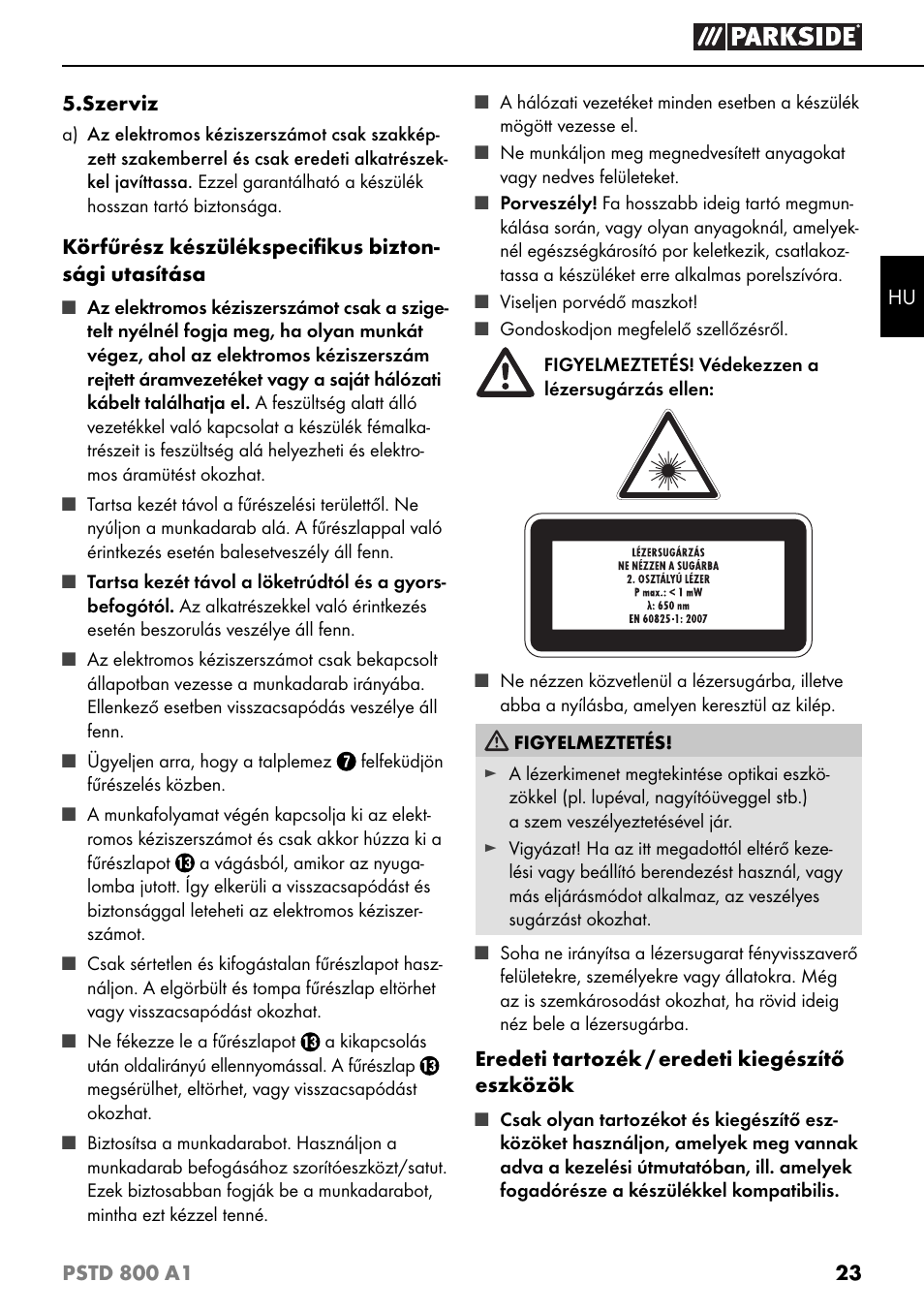 Parkside PSTD 800 A1 User Manual | Page 27 / 68