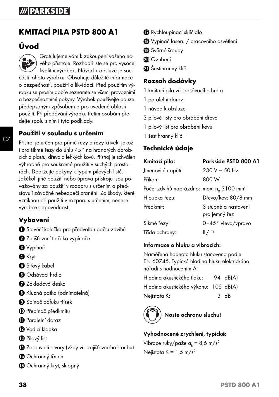 Kmitací pila pstd 800 a1 úvod | Parkside PSTD 800 A1 User Manual | Page 42 / 68