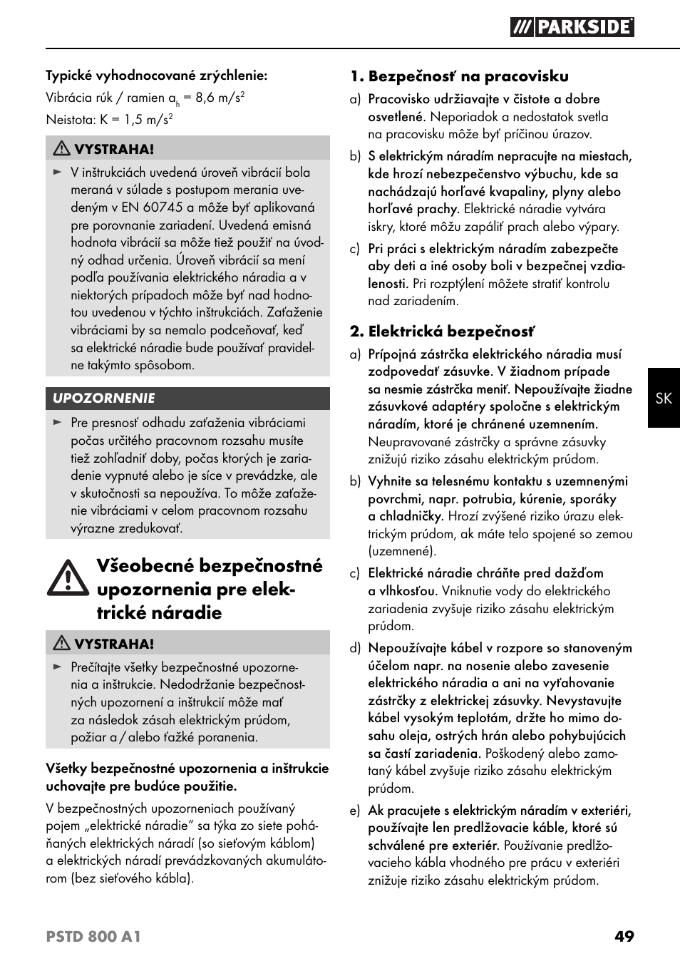 Parkside PSTD 800 A1 User Manual | Page 53 / 68