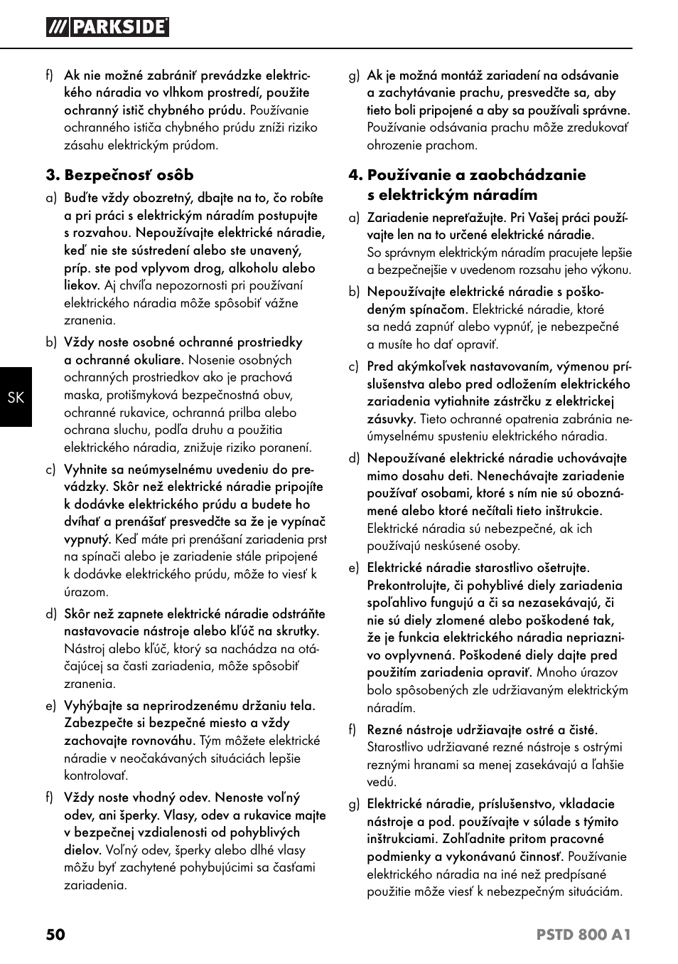 Parkside PSTD 800 A1 User Manual | Page 54 / 68