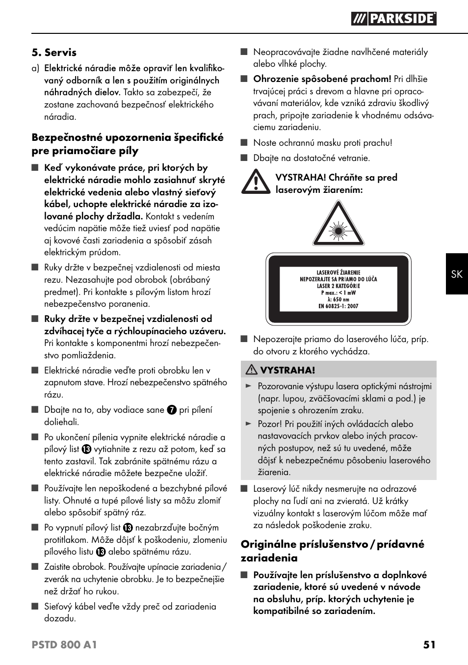 Parkside PSTD 800 A1 User Manual | Page 55 / 68