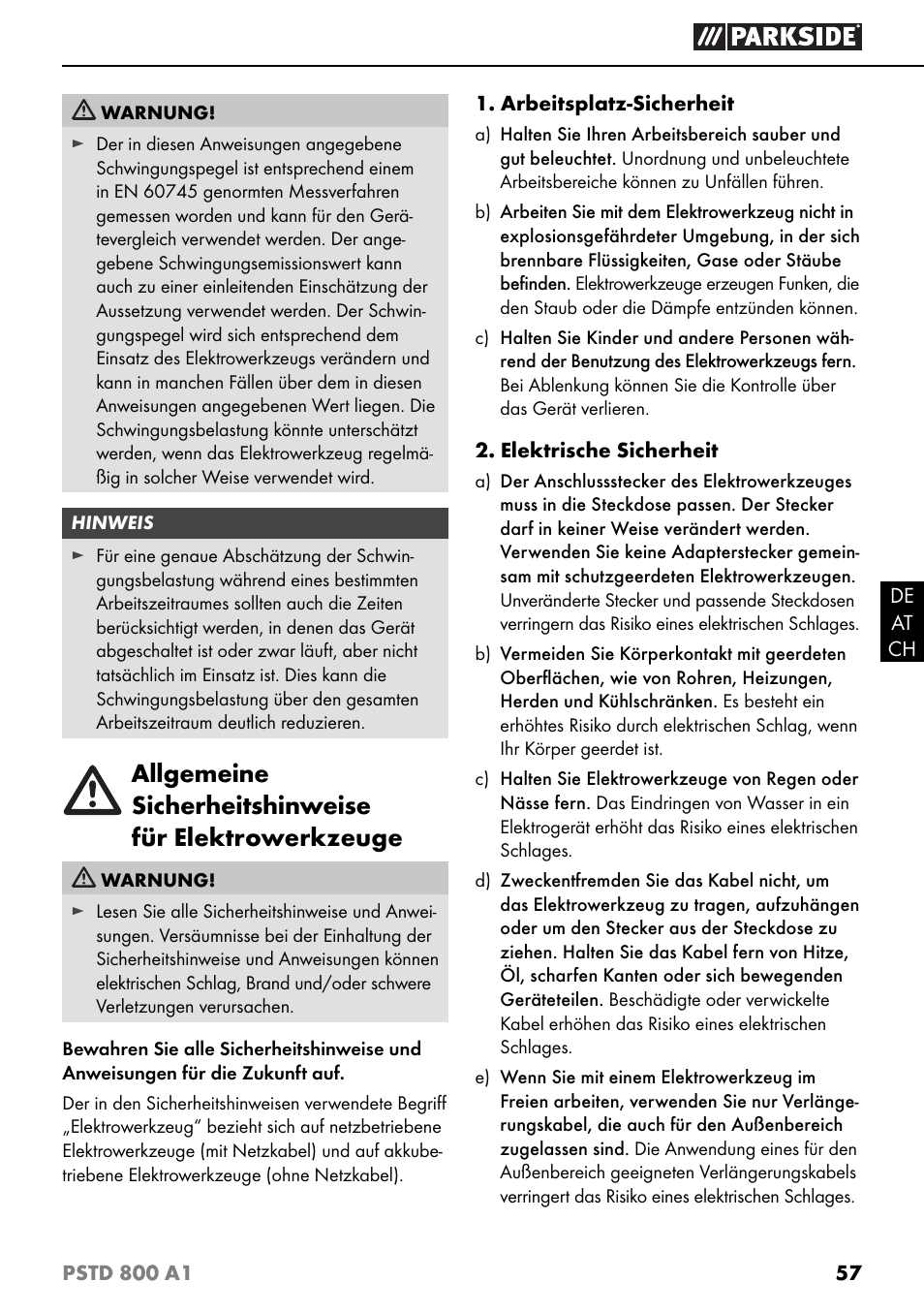 Parkside PSTD 800 A1 User Manual | Page 61 / 68