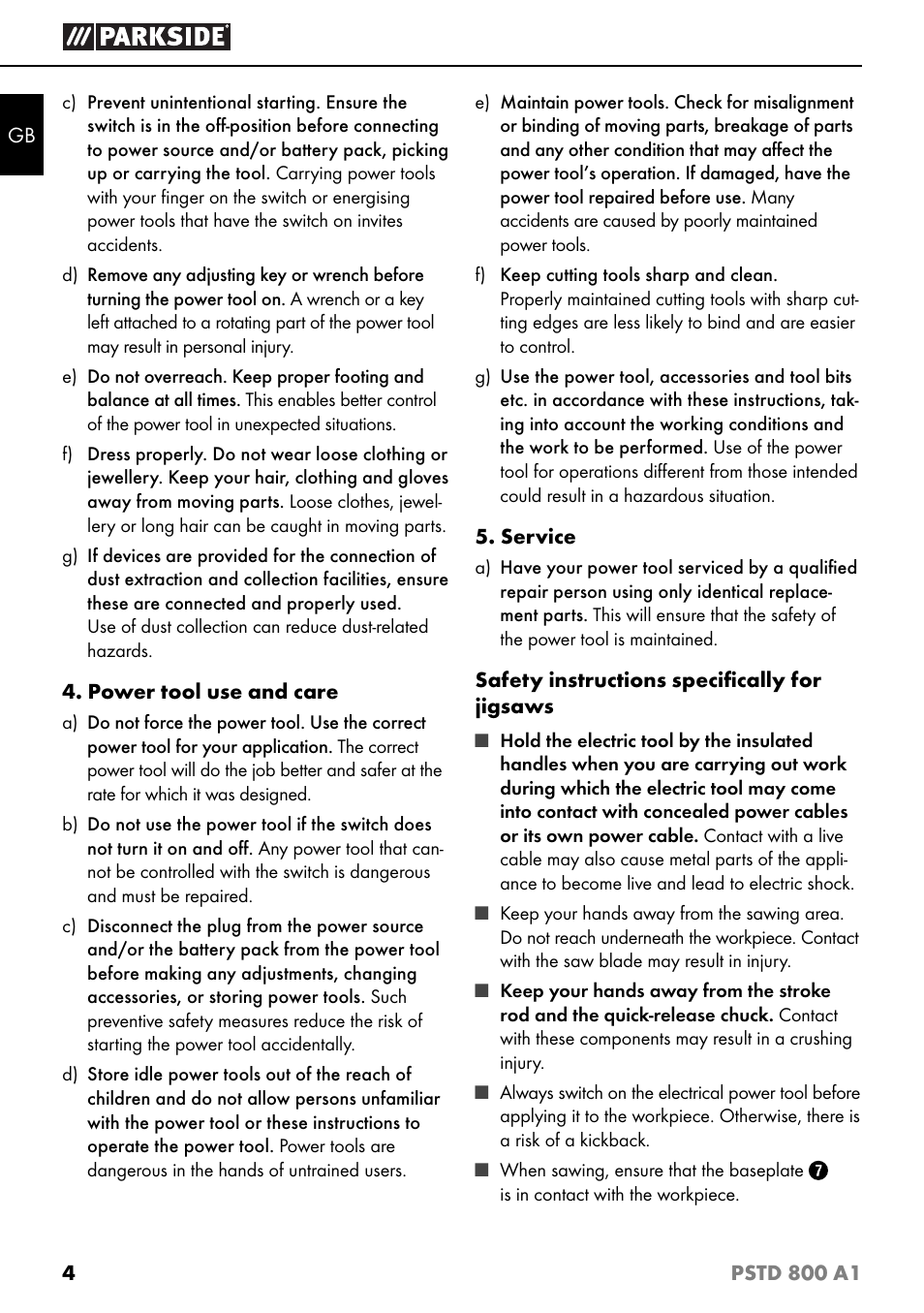 Parkside PSTD 800 A1 User Manual | Page 8 / 68