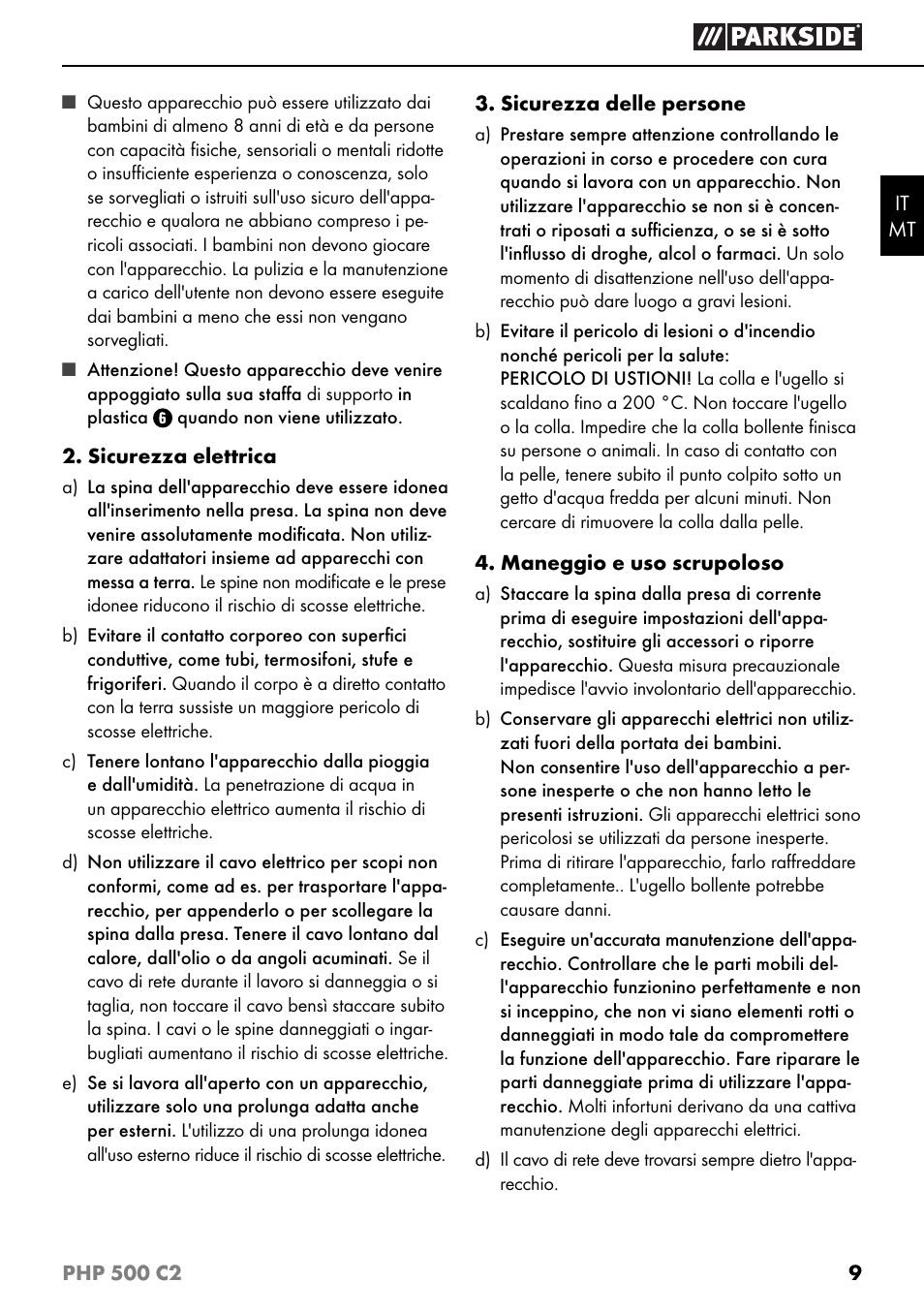 Parkside PHP 500 C2 User Manual | Page 12 / 34