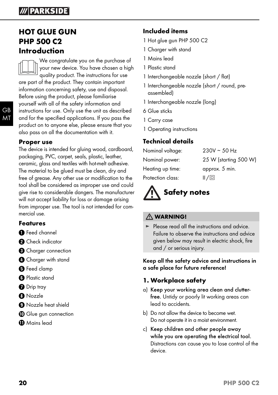 Parkside PHP 500 C2 User Manual | Page 23 / 34