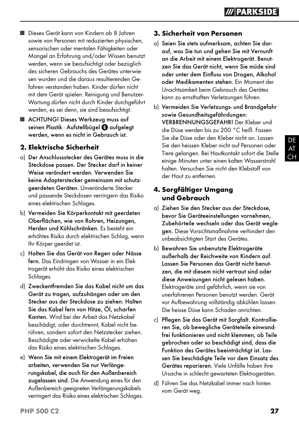 Parkside PHP 500 C2 User Manual | Page 30 / 34
