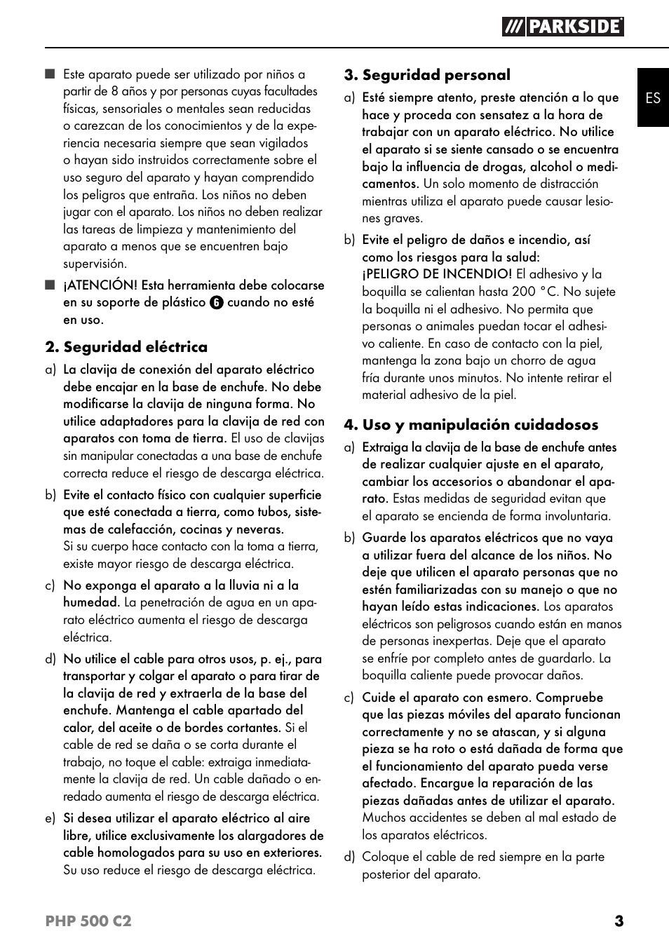 Parkside PHP 500 C2 User Manual | Page 6 / 34