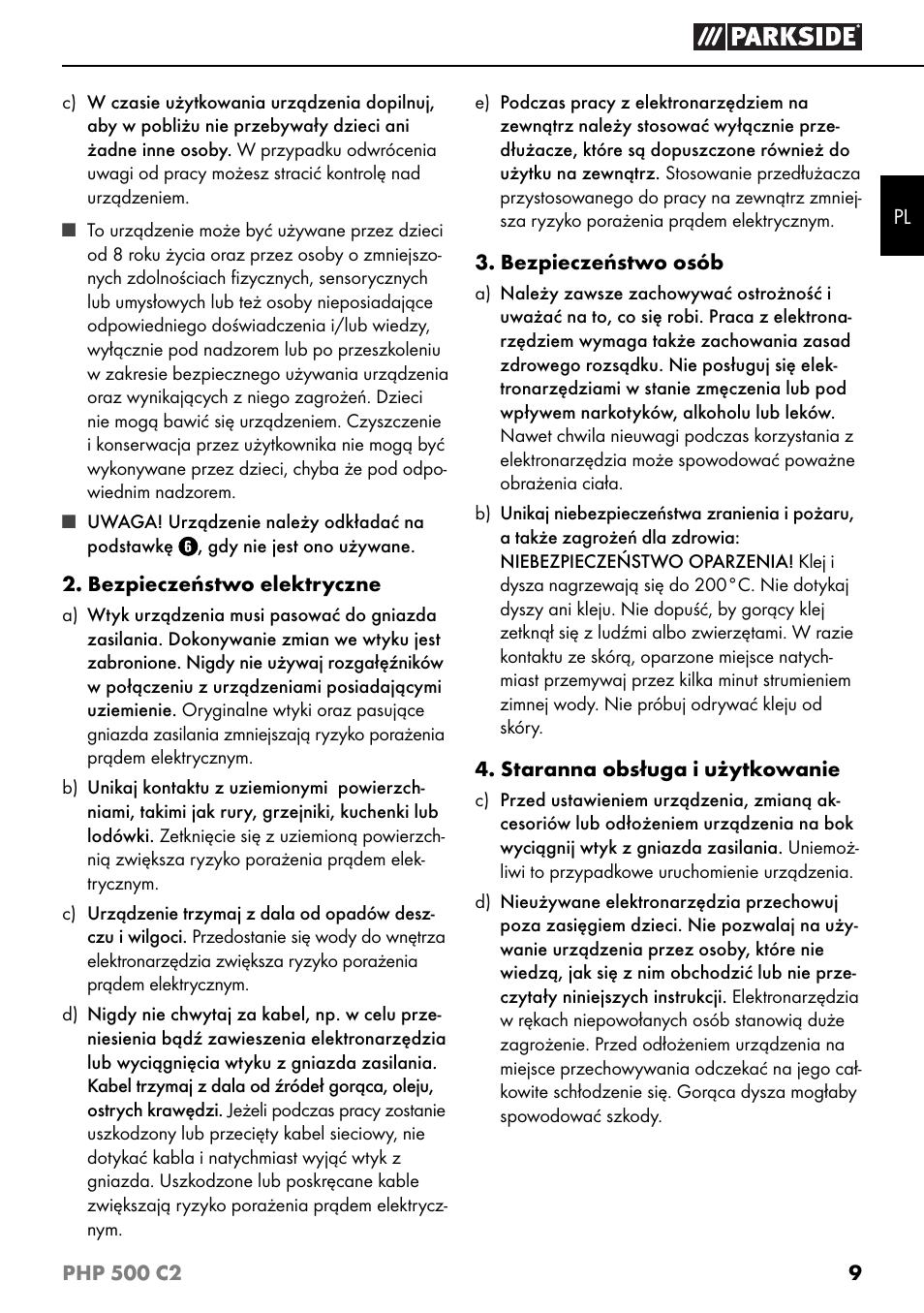 Parkside PHP 500 C2 User Manual | Page 12 / 40