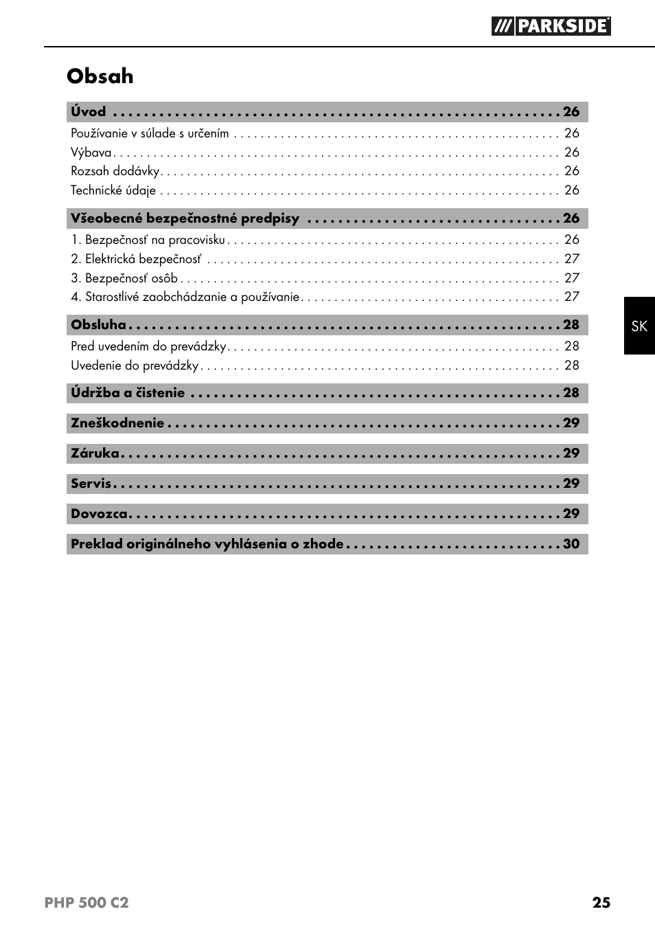 Parkside PHP 500 C2 User Manual | Page 28 / 40