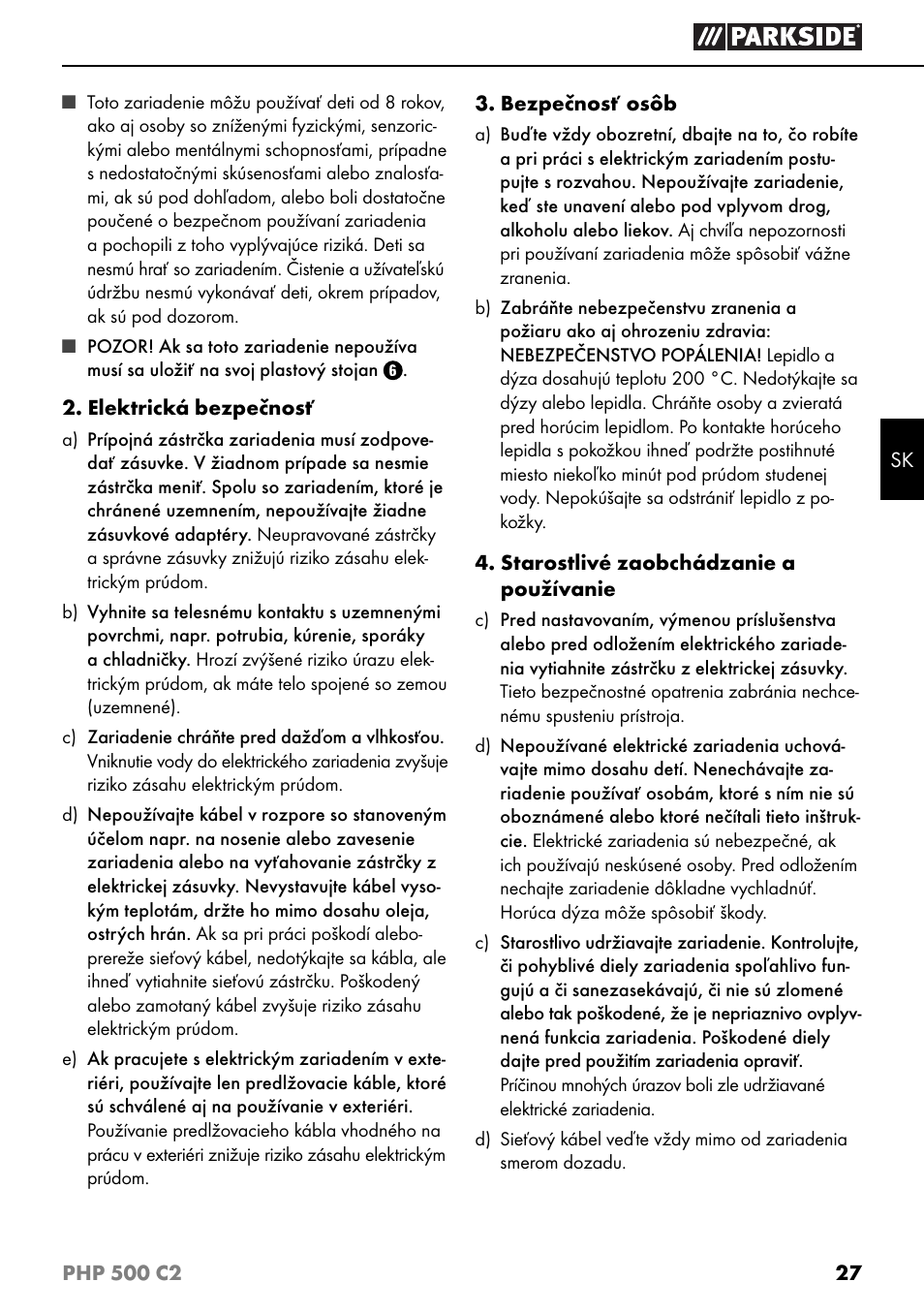 Parkside PHP 500 C2 User Manual | Page 30 / 40