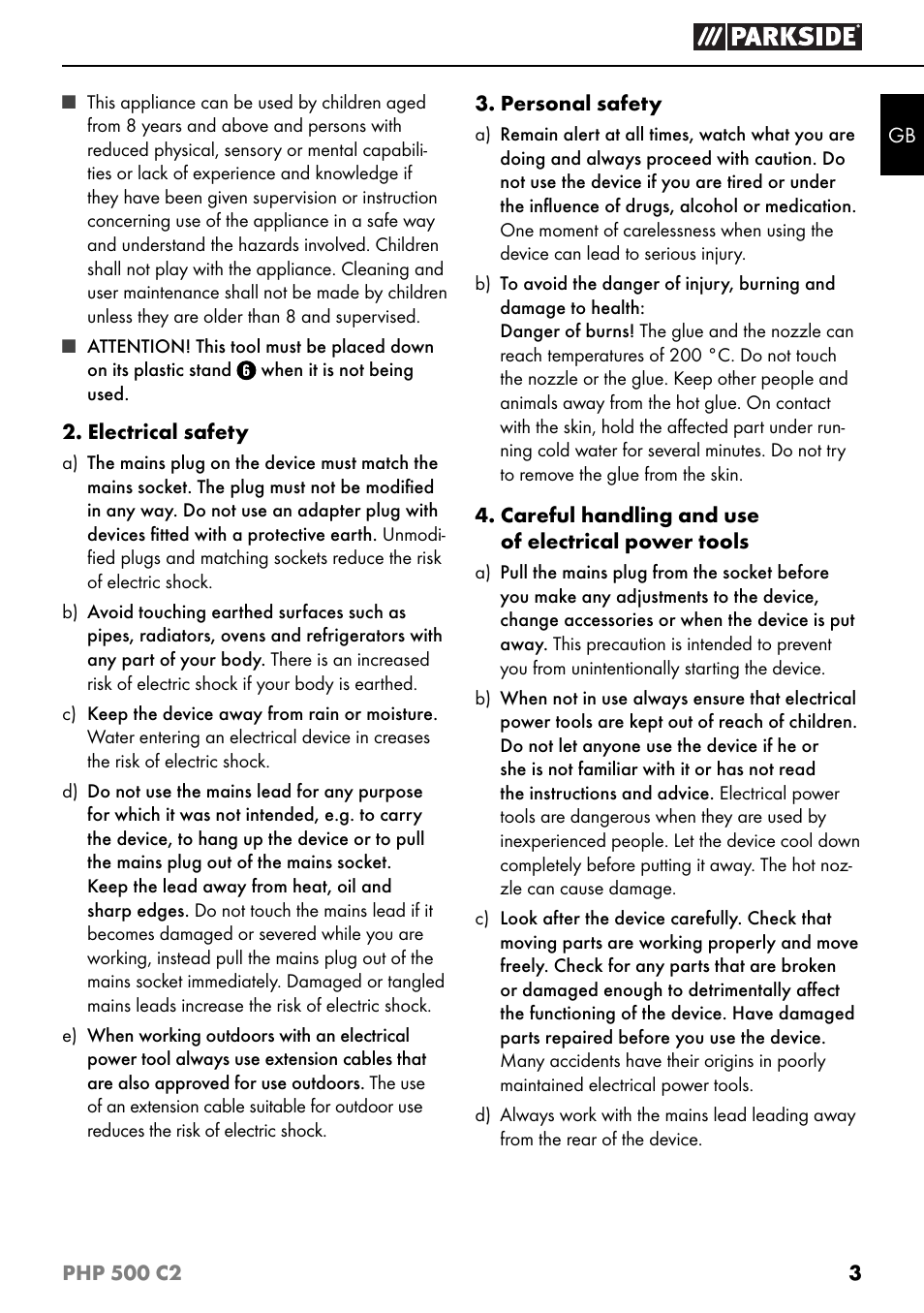 Parkside PHP 500 C2 User Manual | Page 6 / 40