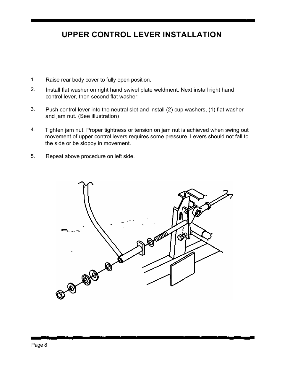 Upper control lever installation | Dixon 5421 User Manual | Page 11 / 43