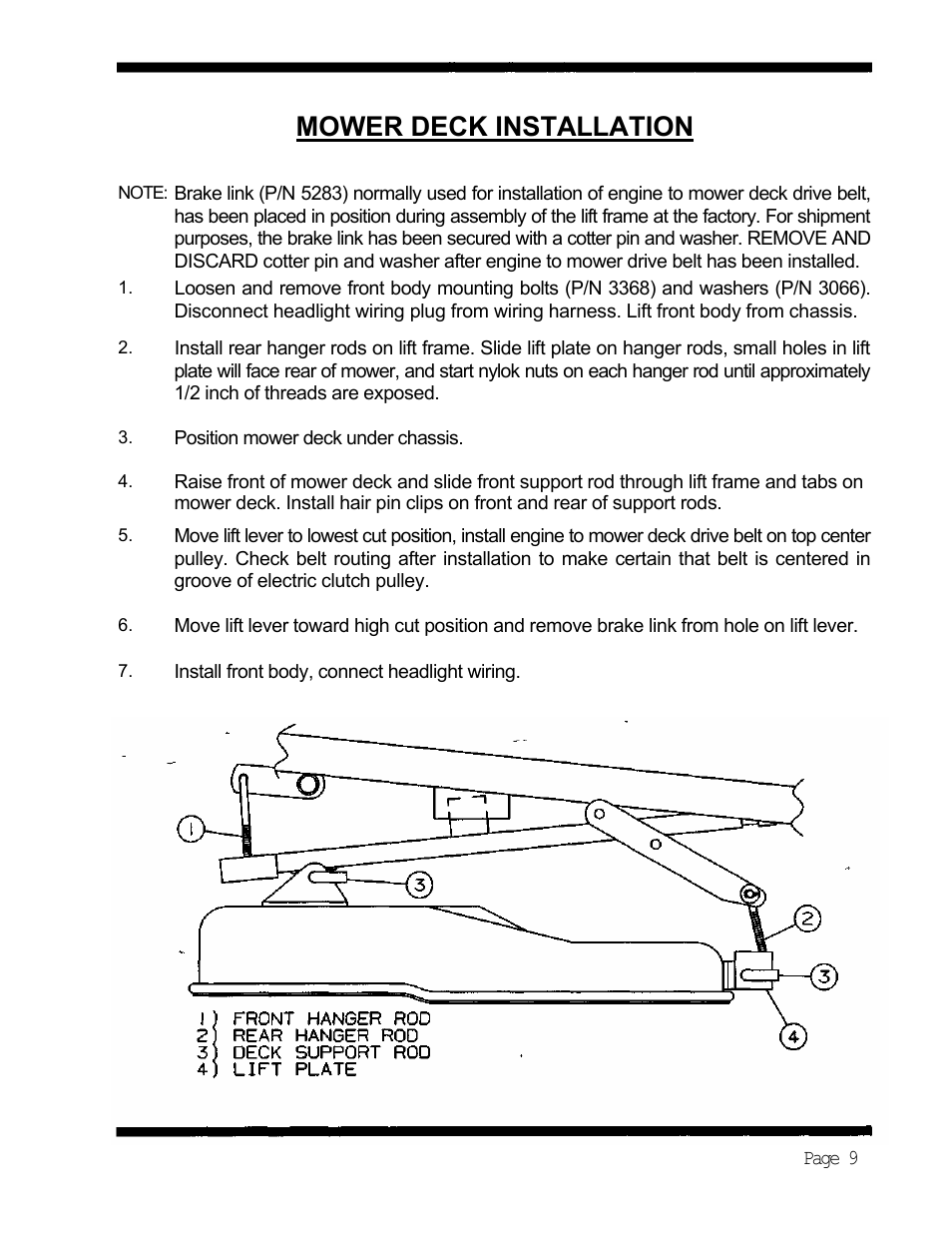 Mower deck installation, Page 9 | Dixon 5421 User Manual | Page 12 / 43