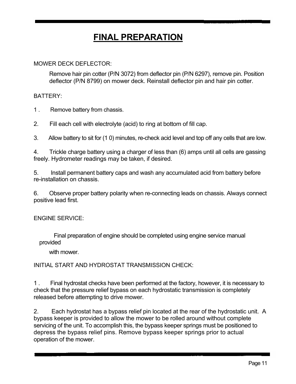 Final preparation | Dixon 5421 User Manual | Page 14 / 43