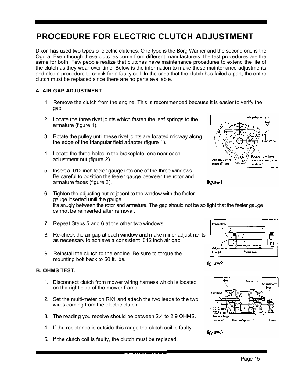 Procedure for electric clutch adjustment | Dixon 5421 User Manual | Page 18 / 43