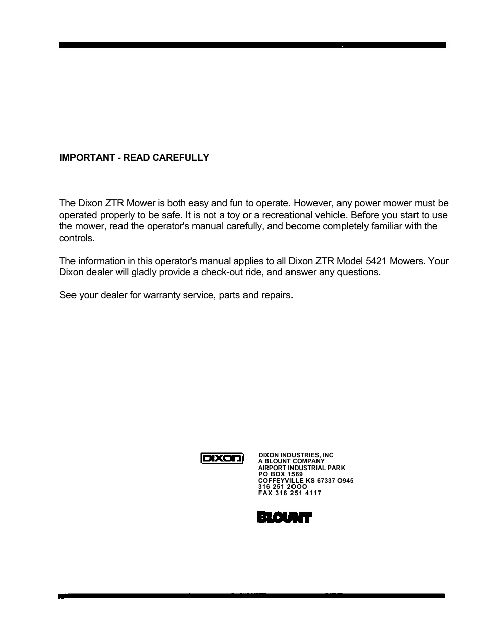 Dixon 5421 User Manual | Page 2 / 43