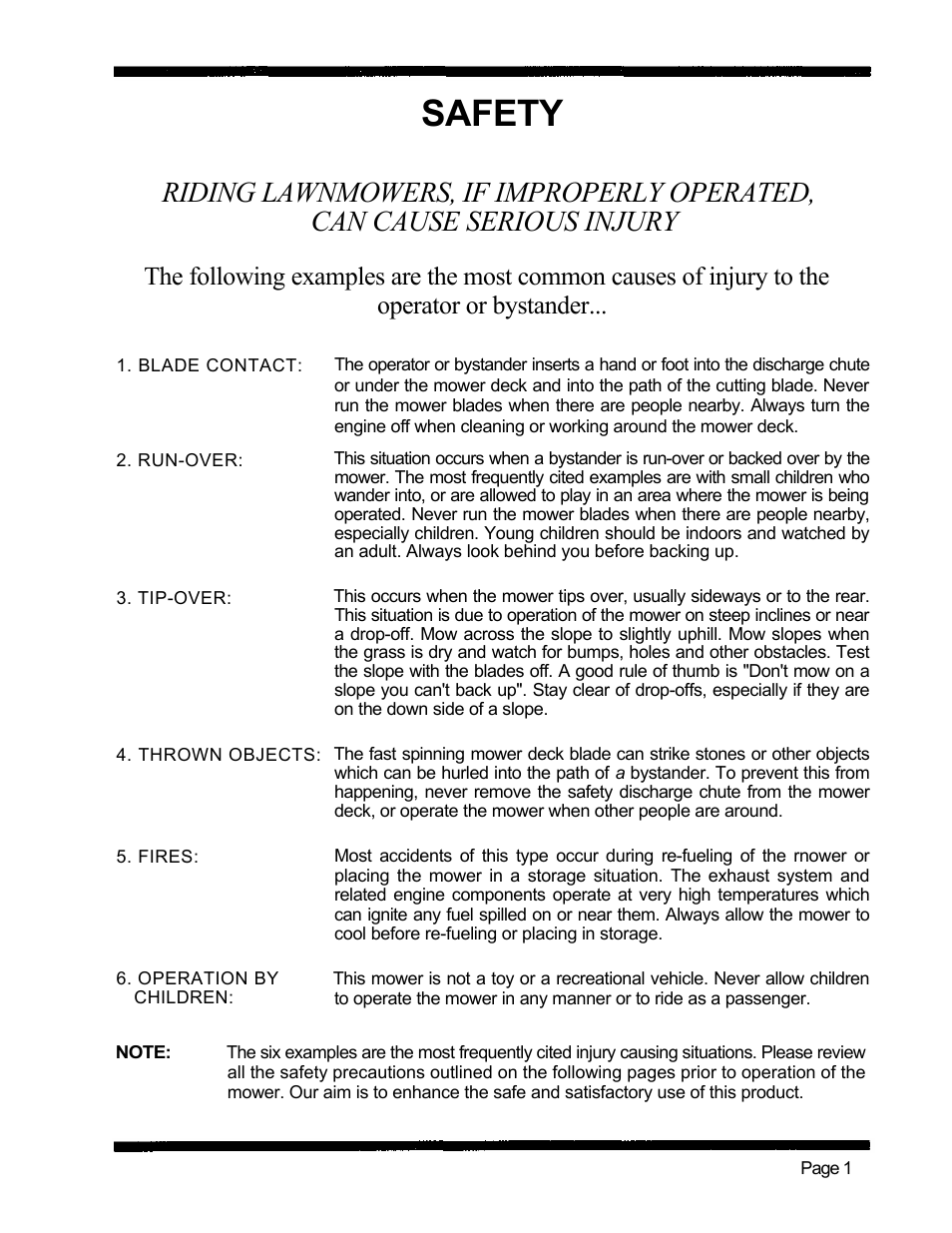 Safety, Operator or bystander | Dixon 5421 User Manual | Page 4 / 43