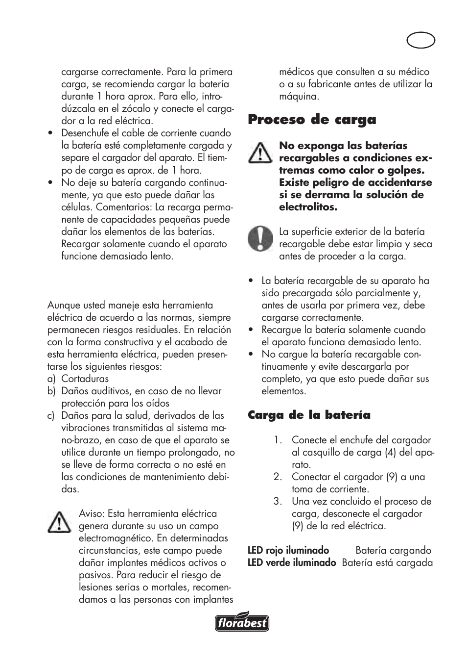 Proceso de carga | Parkside PAWS 3.6 A1 User Manual | Page 11 / 76