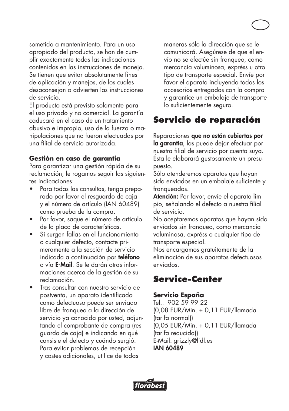 Servicio de reparación, Service-center | Parkside PAWS 3.6 A1 User Manual | Page 15 / 76