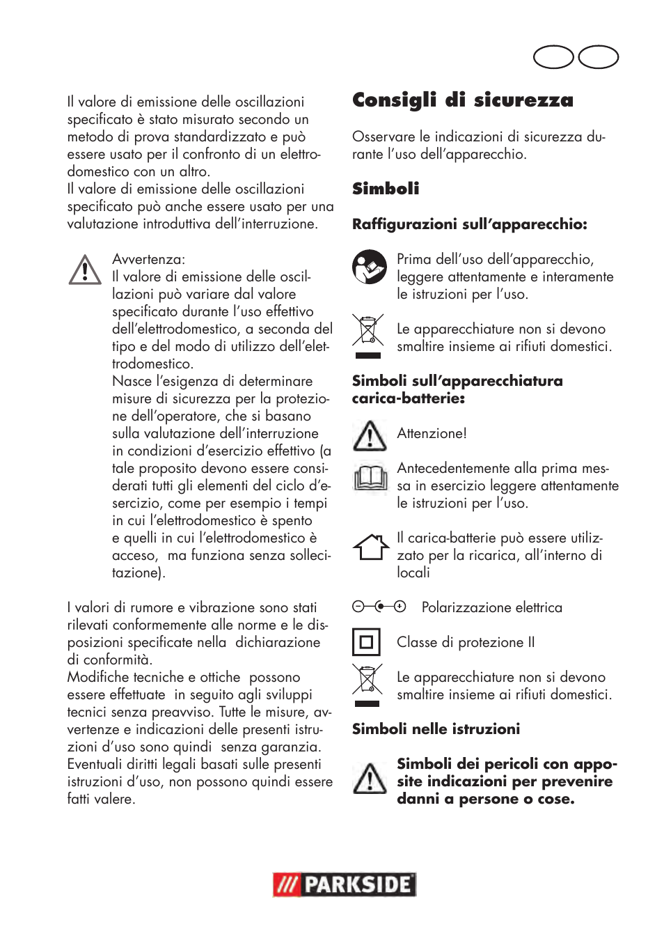 Consigli di sicurezza, It mt | Parkside PAWS 3.6 A1 User Manual | Page 19 / 76