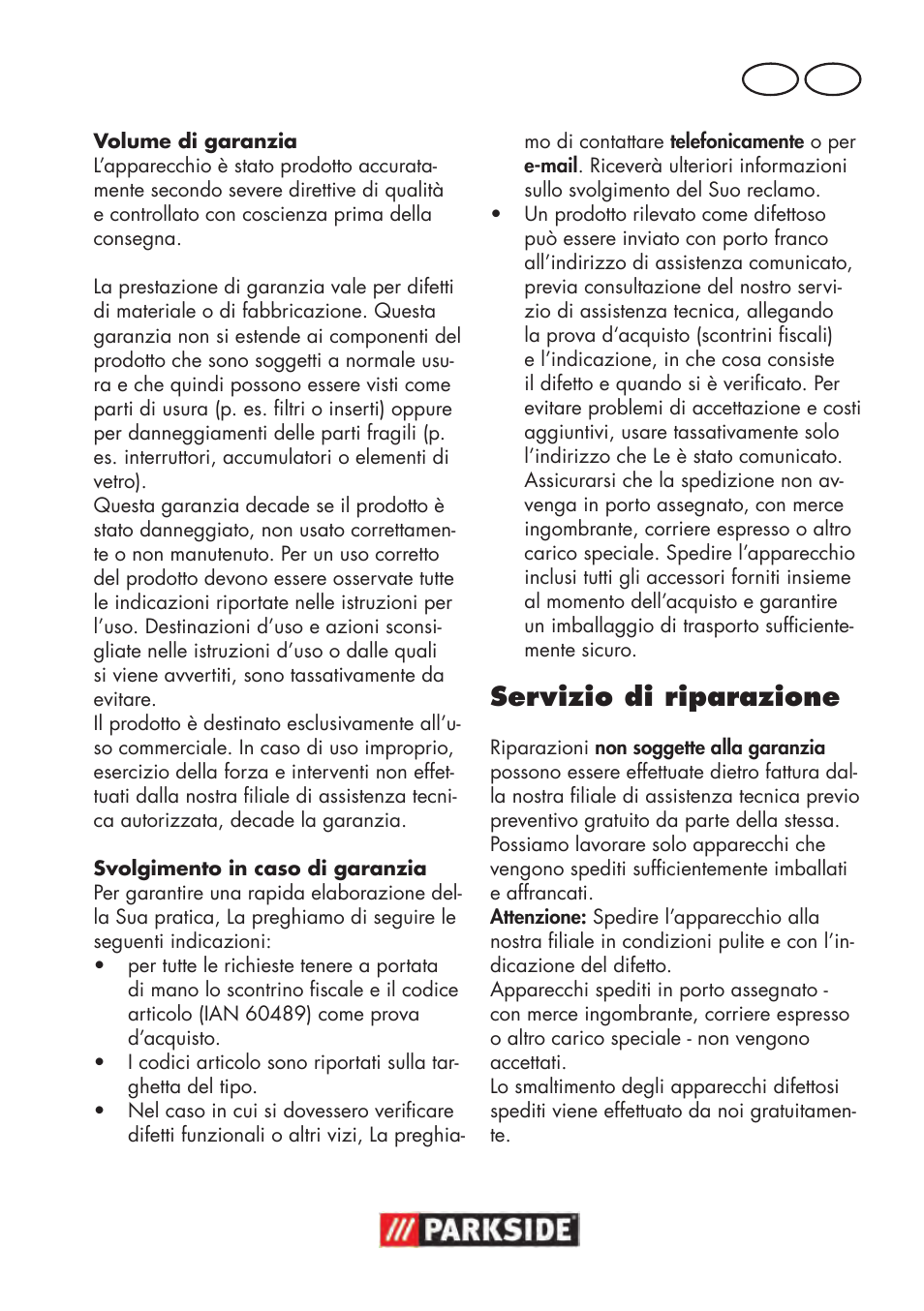 Servizio di riparazione, It mt | Parkside PAWS 3.6 A1 User Manual | Page 27 / 76