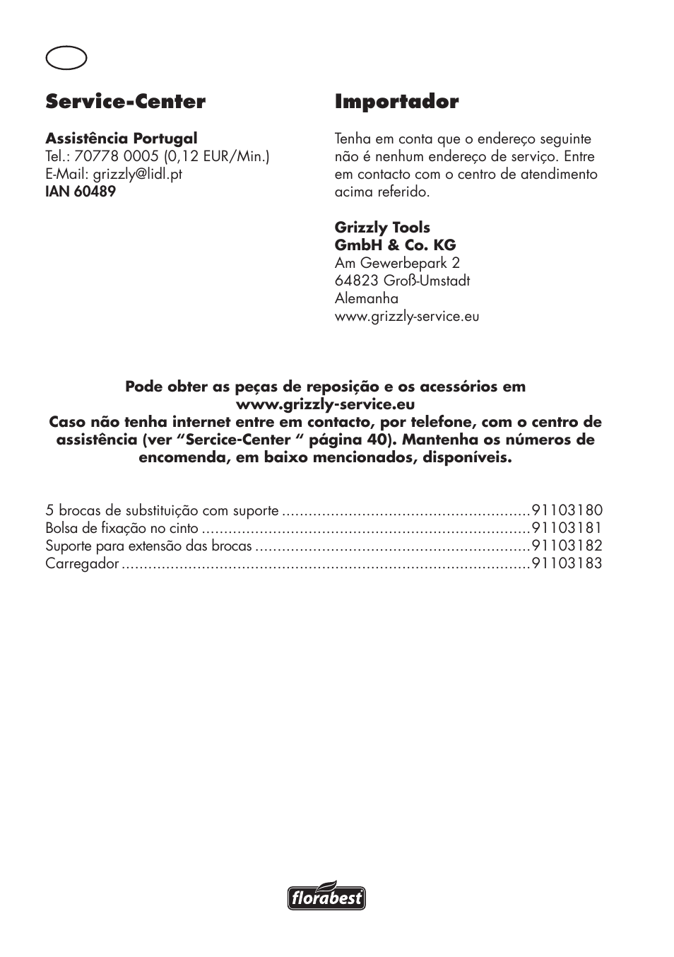 Service-center, Importador | Parkside PAWS 3.6 A1 User Manual | Page 40 / 76