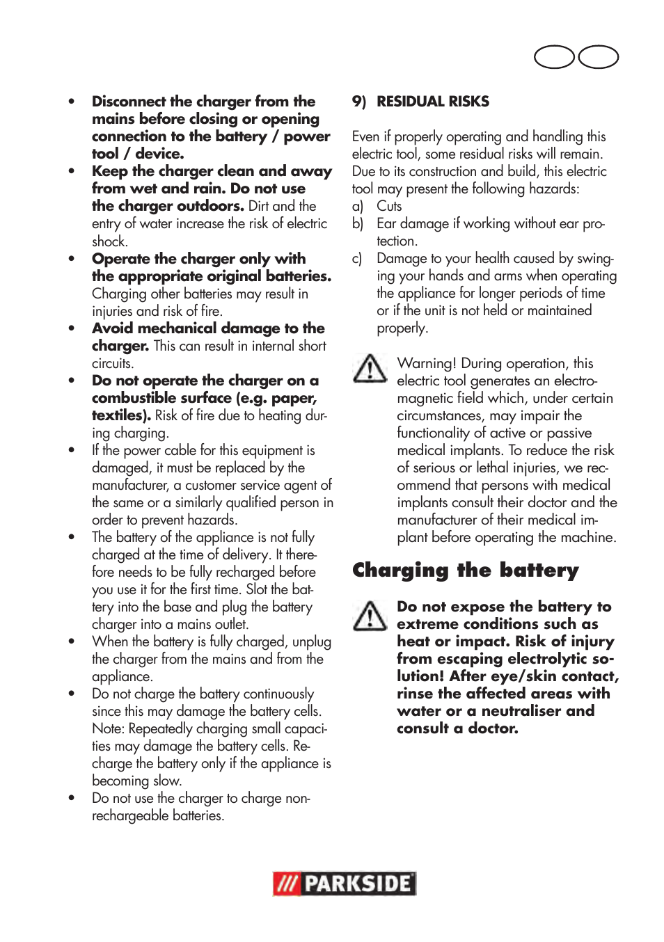 Charging the battery, Mt gb | Parkside PAWS 3.6 A1 User Manual | Page 47 / 76