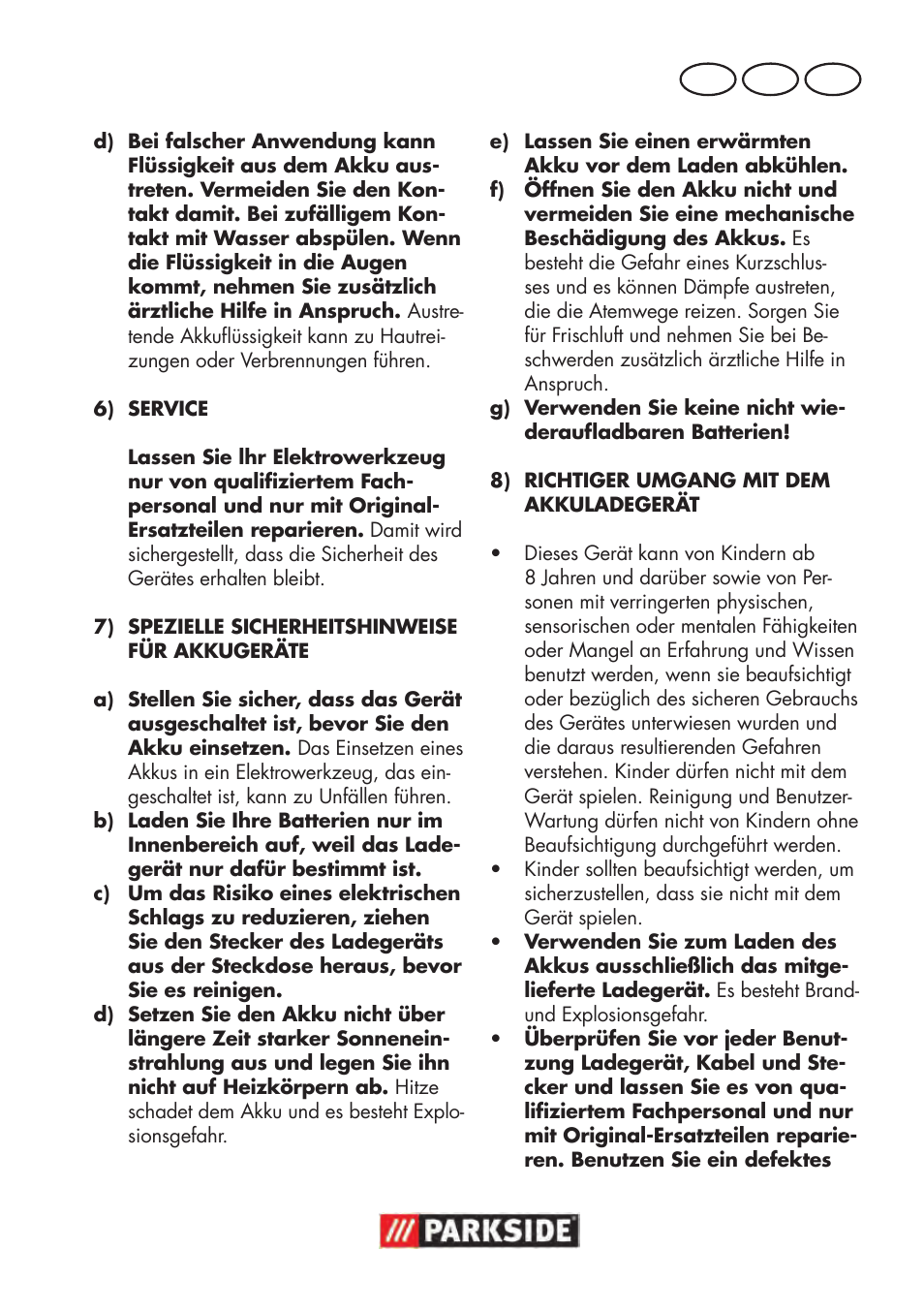 De at ch | Parkside PAWS 3.6 A1 User Manual | Page 59 / 76