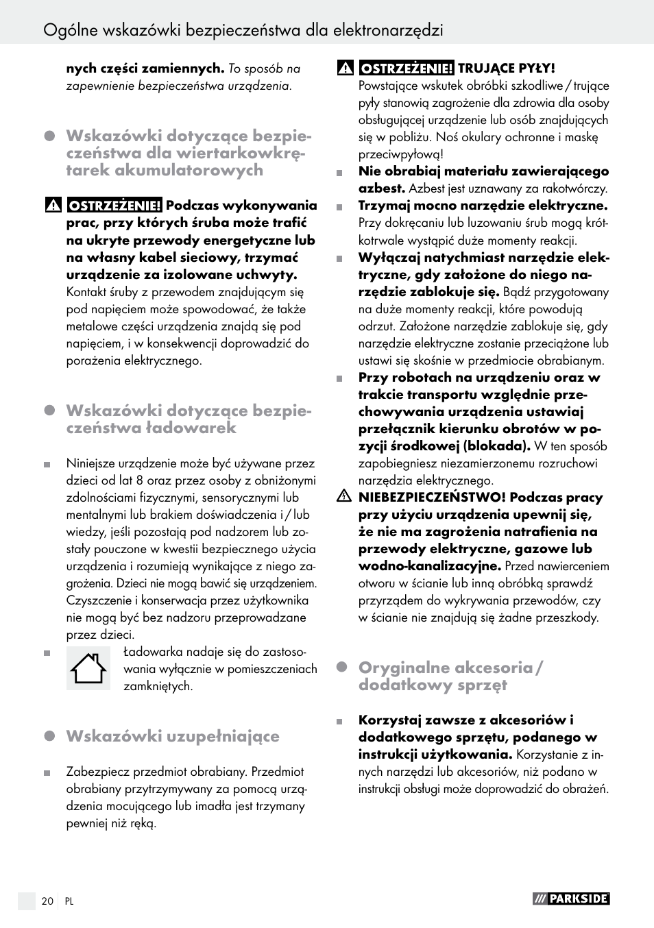 Uruchomienie | Parkside PABS 18-Li B4 User Manual | Page 20 / 77