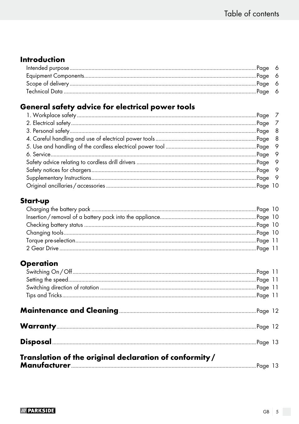 Parkside PABS 18-Li B4 User Manual | Page 5 / 77