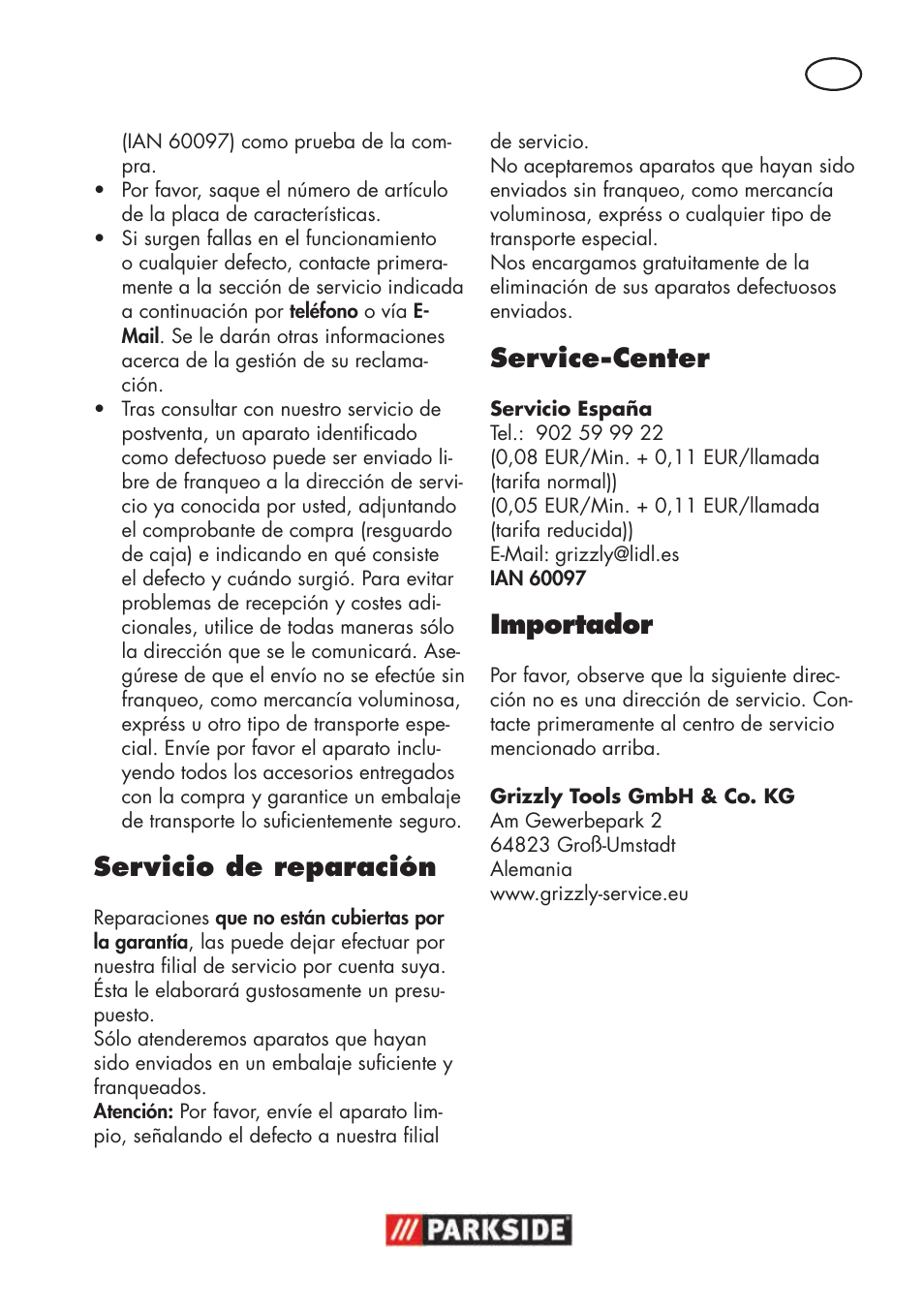 Servicio de reparación, Service-center, Importador | Parkside PSBS 240 B2 User Manual | Page 19 / 88