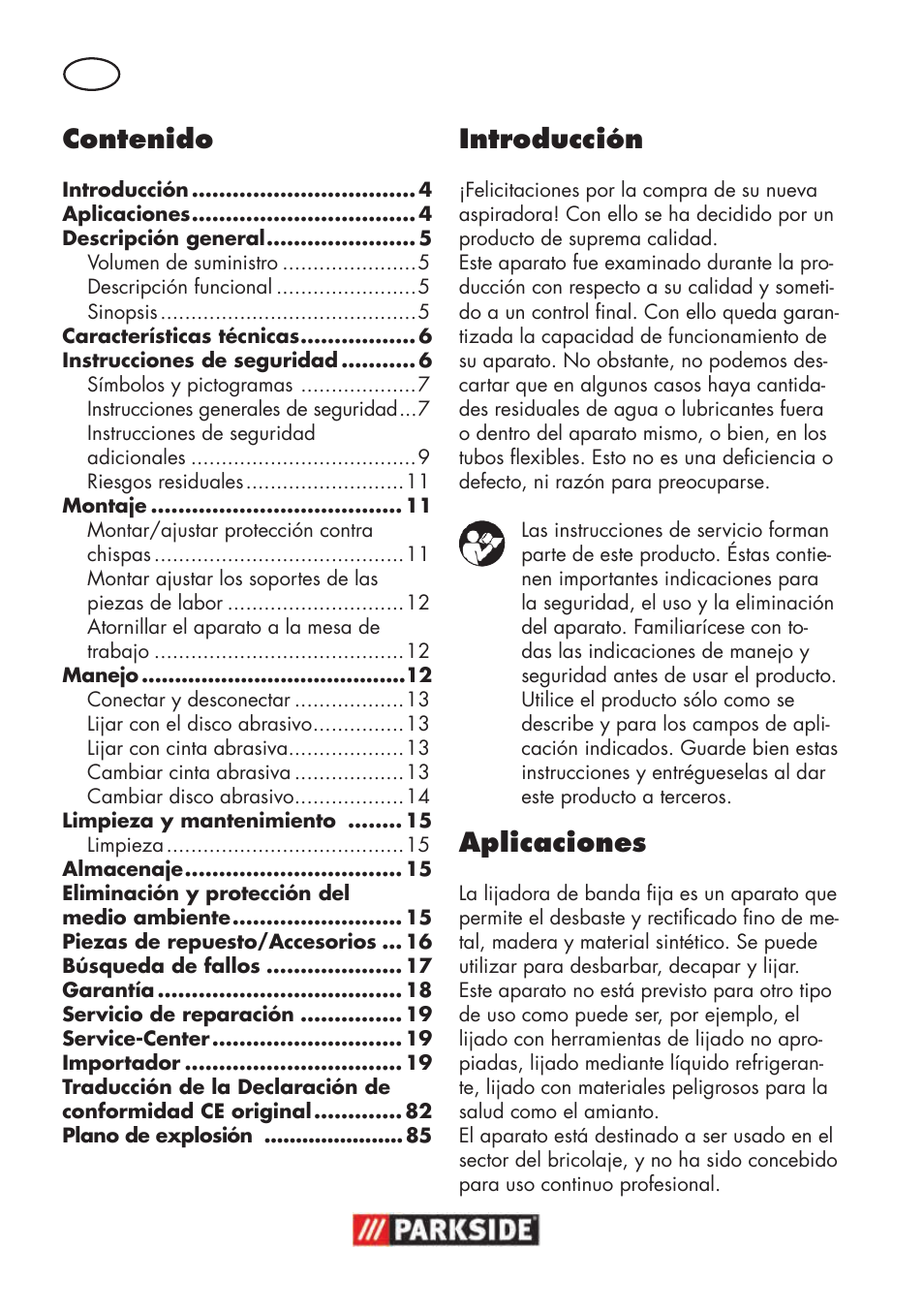 Parkside PSBS 240 B2 User Manual | Page 4 / 88