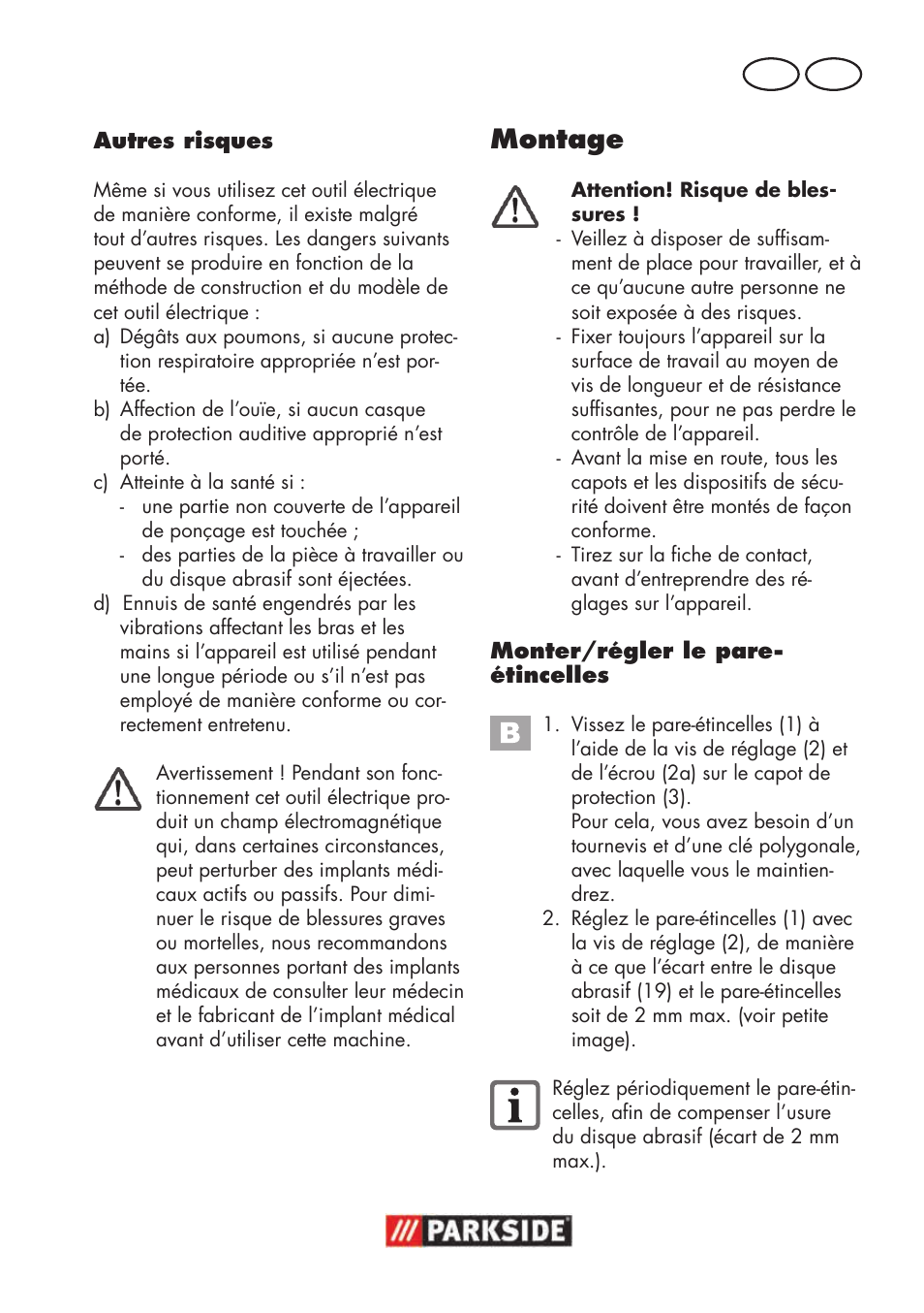 Montage, Fr ch | Parkside PSBS 240 B2 User Manual | Page 27 / 72