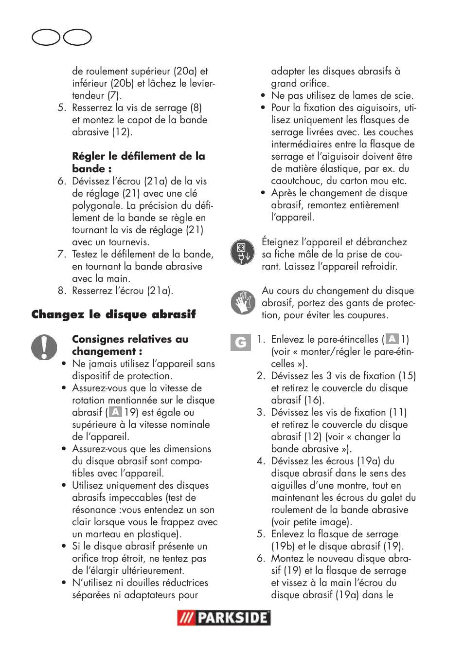 Fr ch | Parkside PSBS 240 B2 User Manual | Page 30 / 72