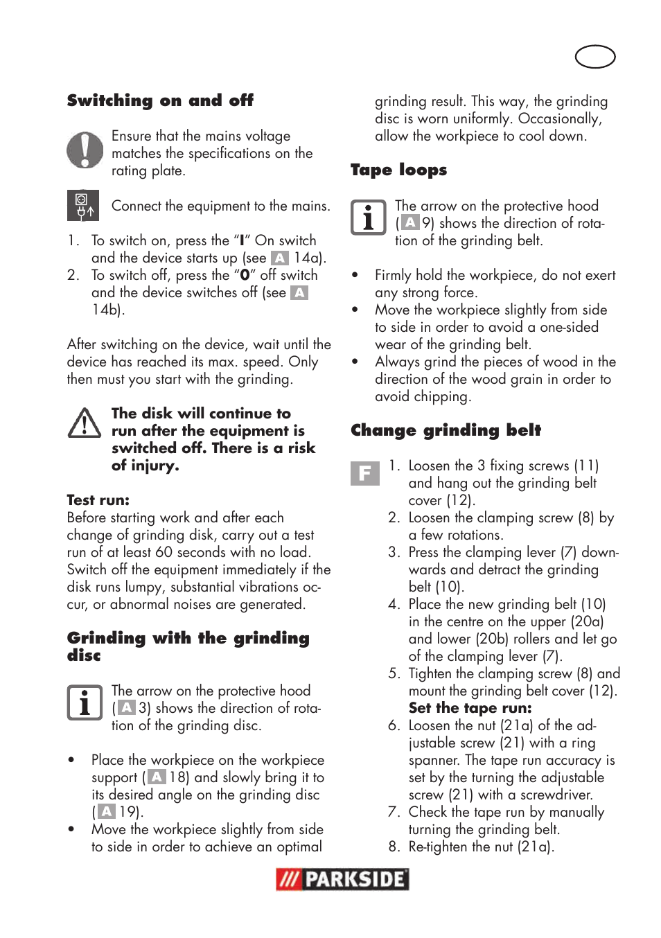 Parkside PSBS 240 B2 User Manual | Page 59 / 72