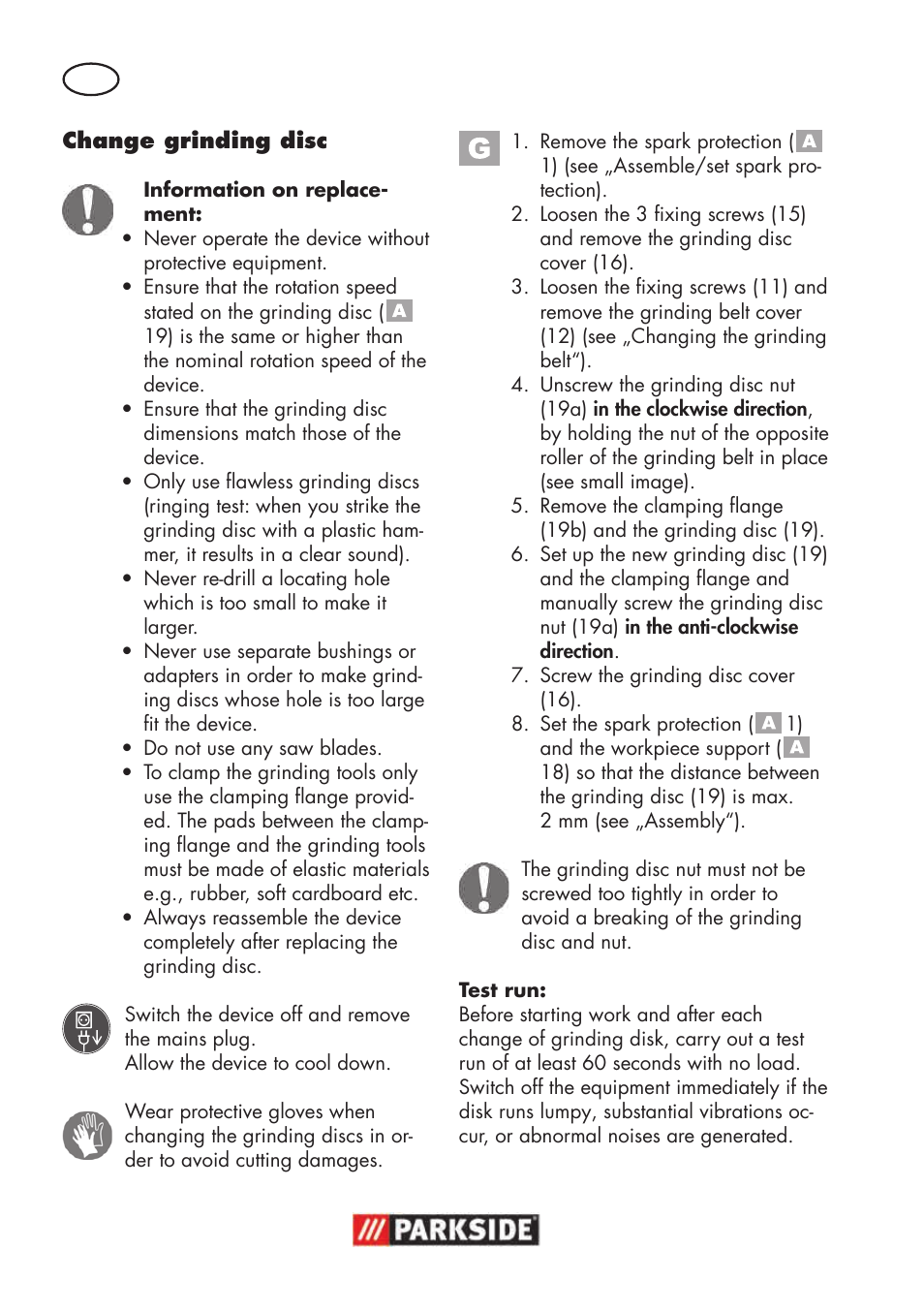 Parkside PSBS 240 B2 User Manual | Page 60 / 72