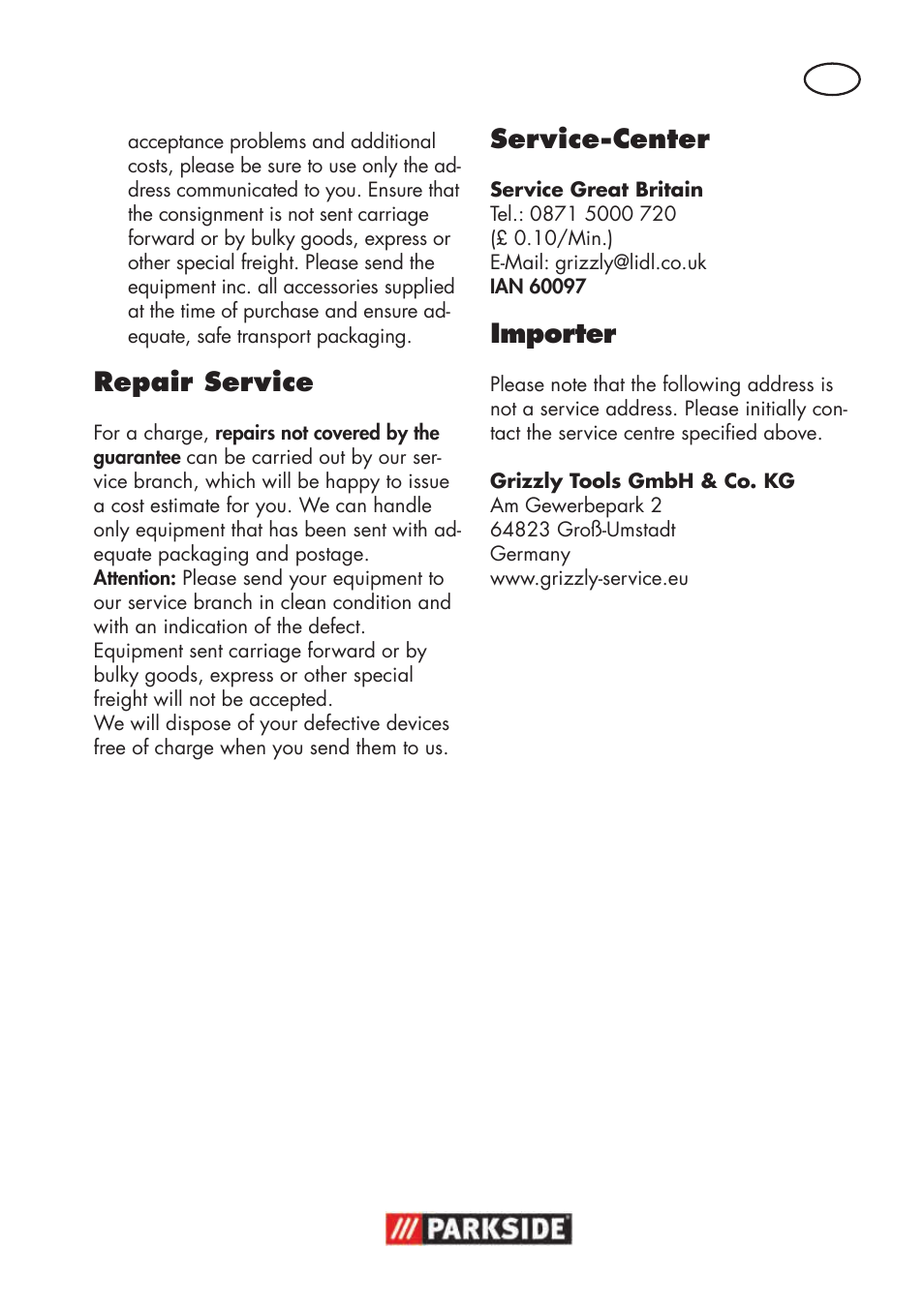 Repair service, Service-center, Importer | Parkside PSBS 240 B2 User Manual | Page 65 / 72