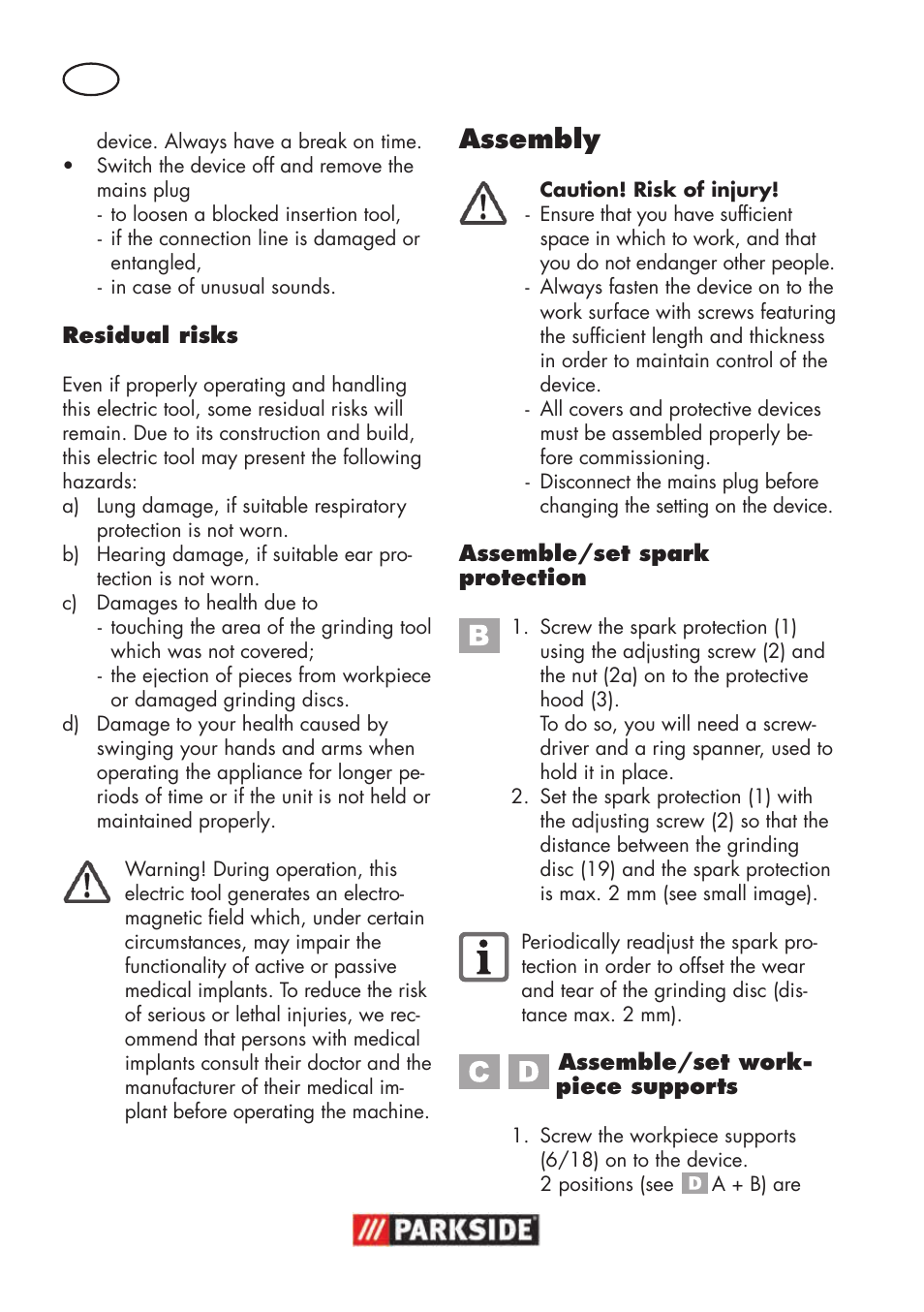 Assembly | Parkside PSBS 240 B2 User Manual | Page 10 / 104