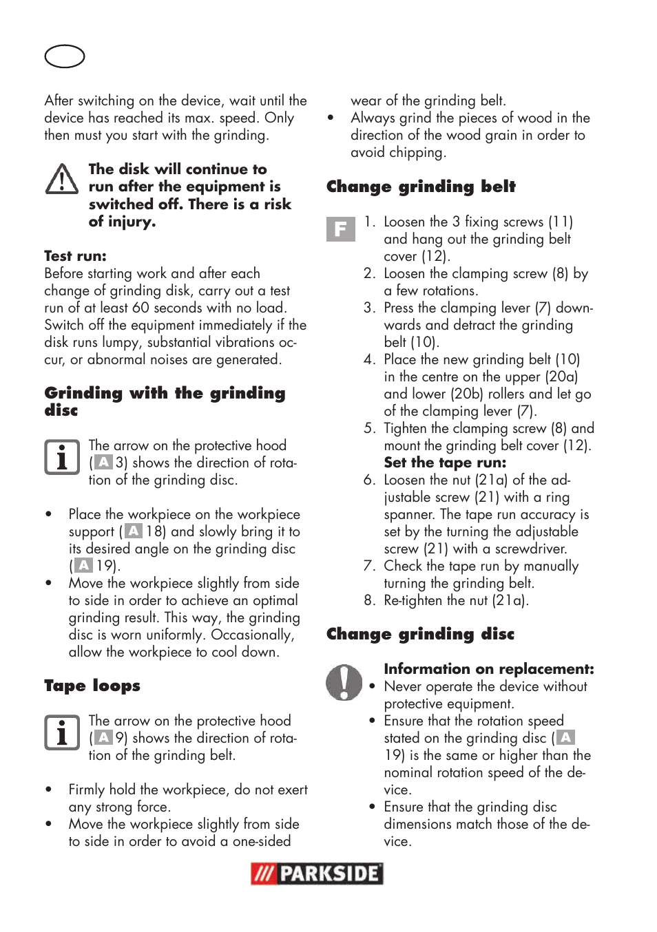 Parkside PSBS 240 B2 User Manual | Page 12 / 104