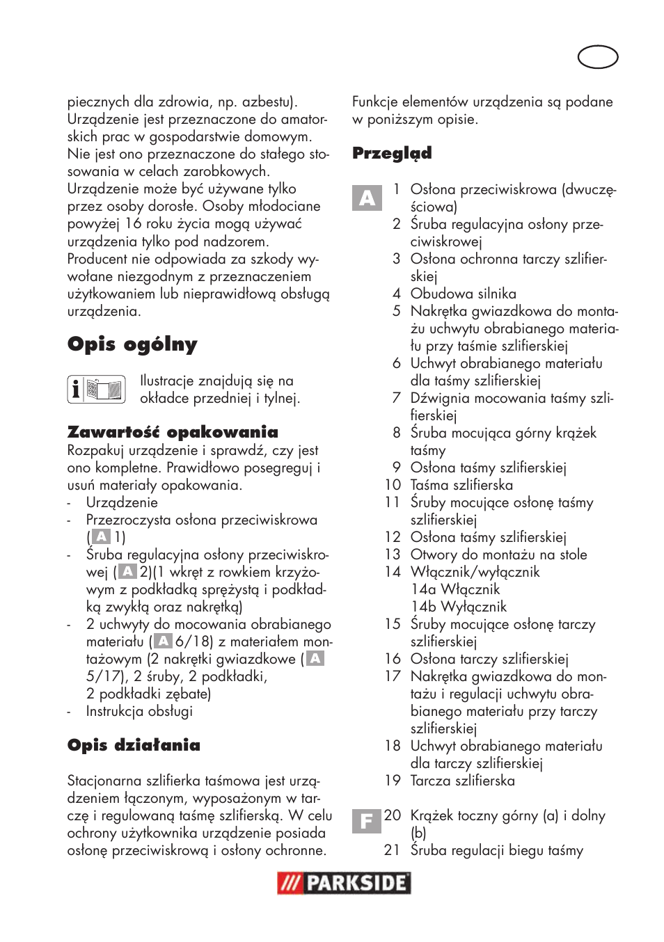 Opis ogólny | Parkside PSBS 240 B2 User Manual | Page 19 / 104