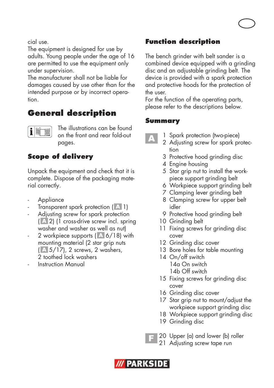 General description | Parkside PSBS 240 B2 User Manual | Page 5 / 104